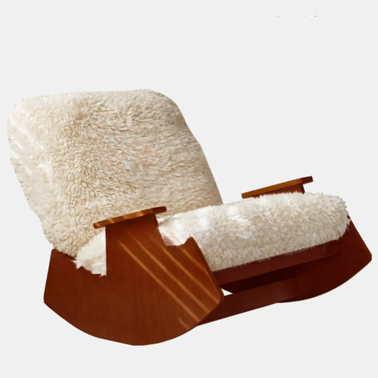 French Country Brown White Track Arms Rocking Chair Image - 2