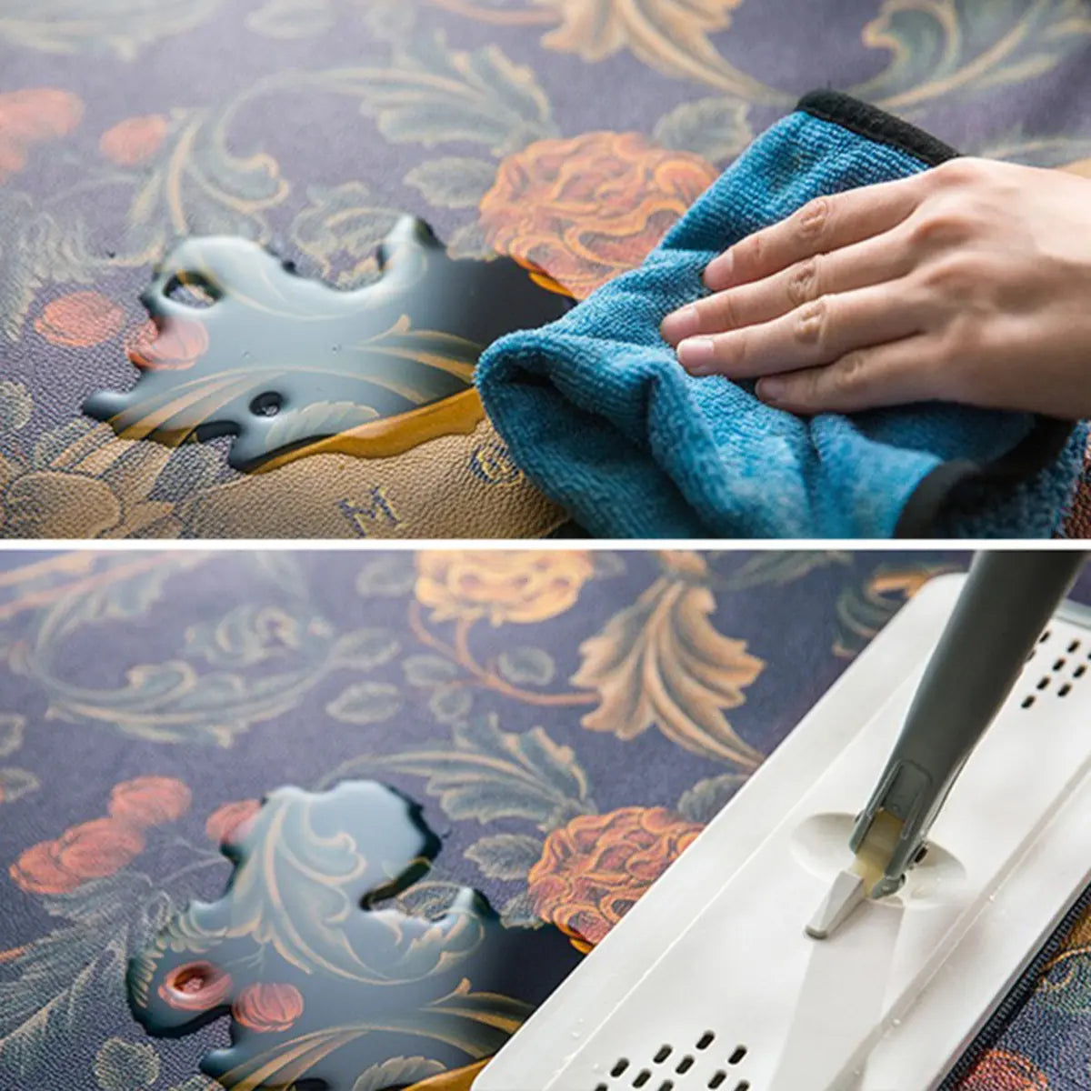 French Country Floral Polyester Orange Area Rug Image - 6