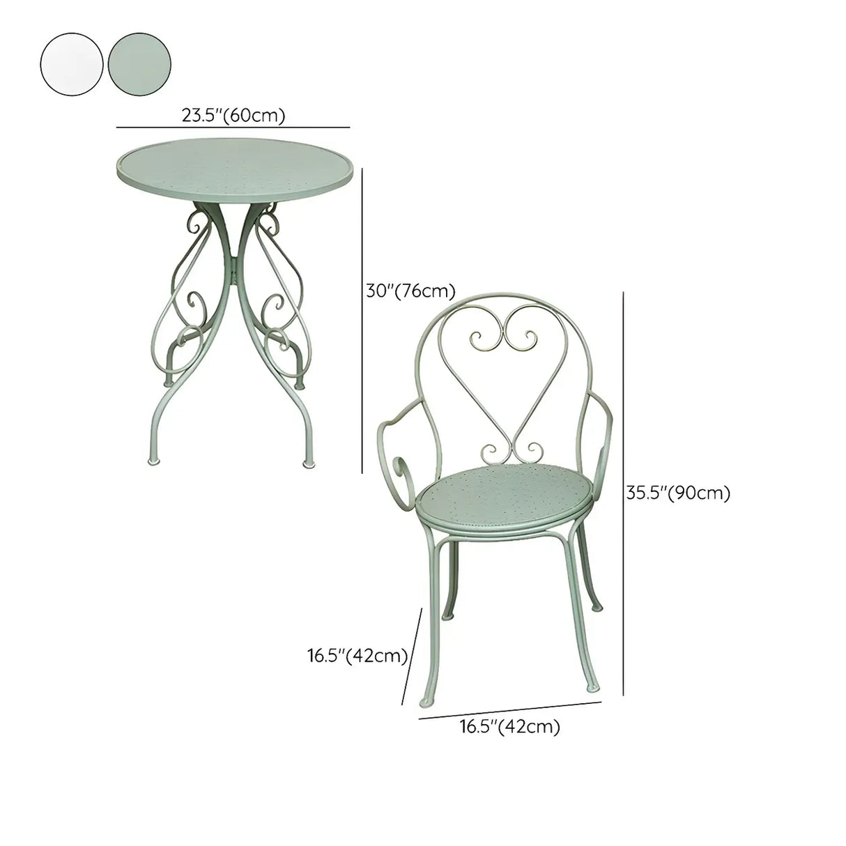 French Country Iron Round Weatherproof Patio Dining Set Image - 16