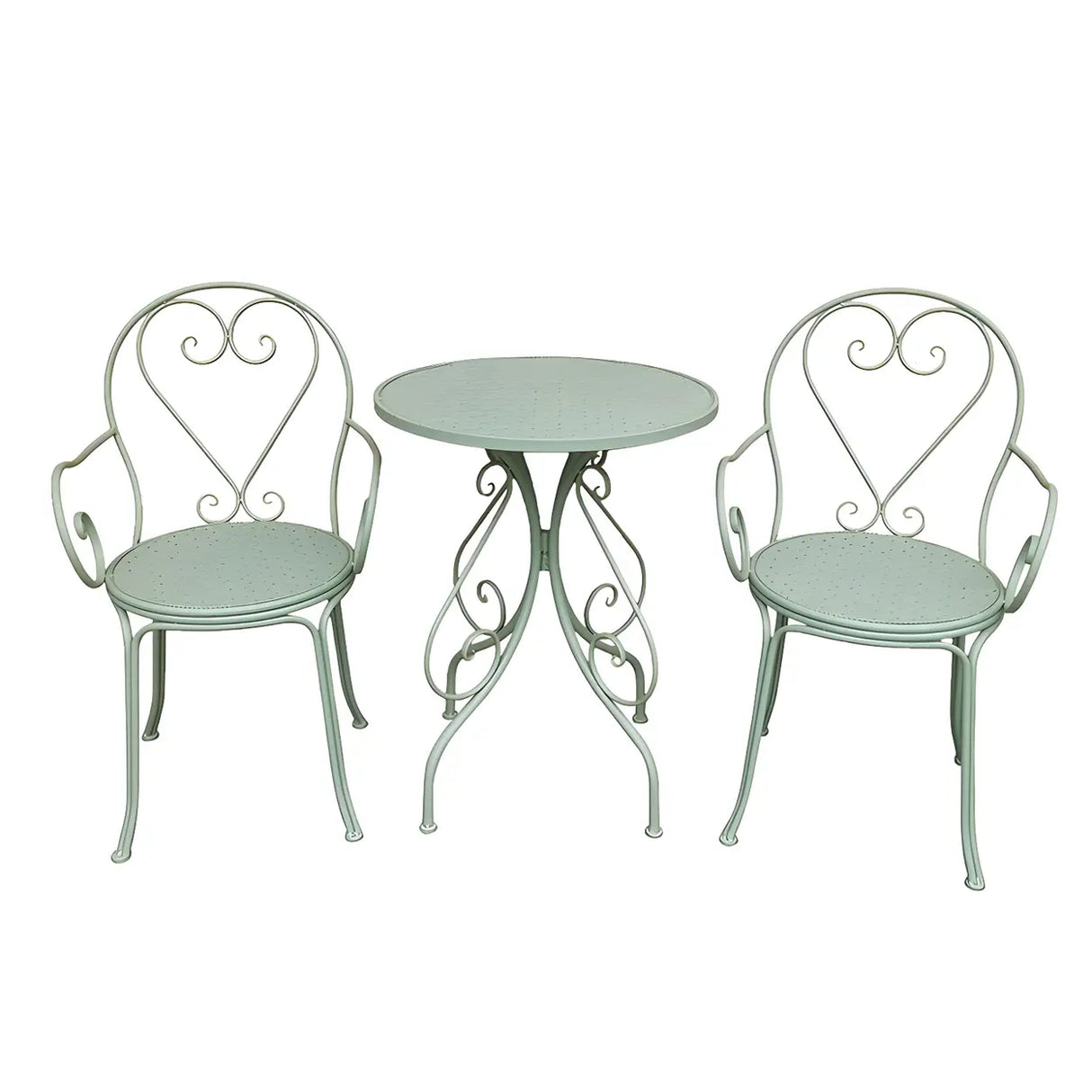 French Country Iron Round Weatherproof Patio Dining Set Image - 6