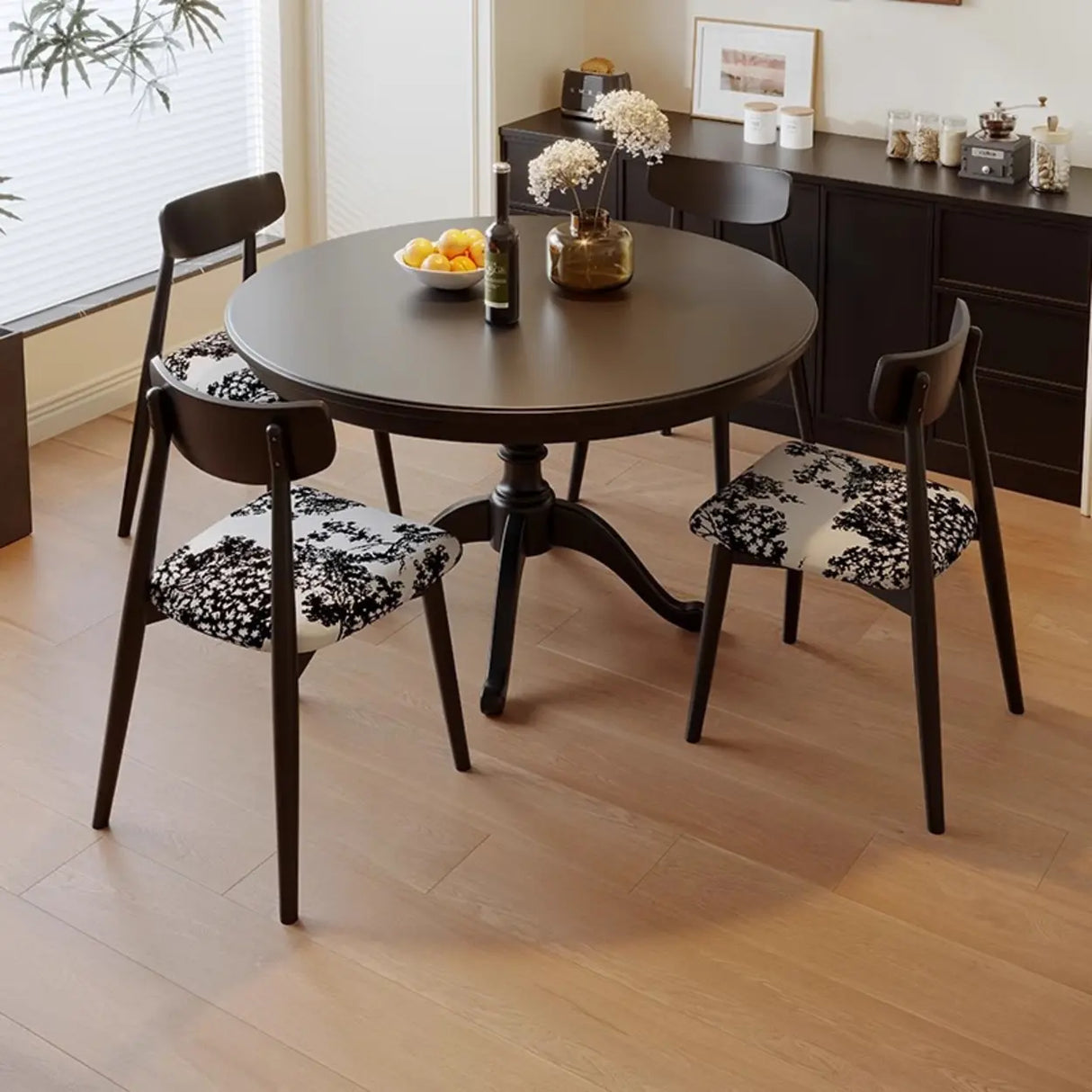 French Country Vintage Brown Wood Round Large Dining Table Image - 4