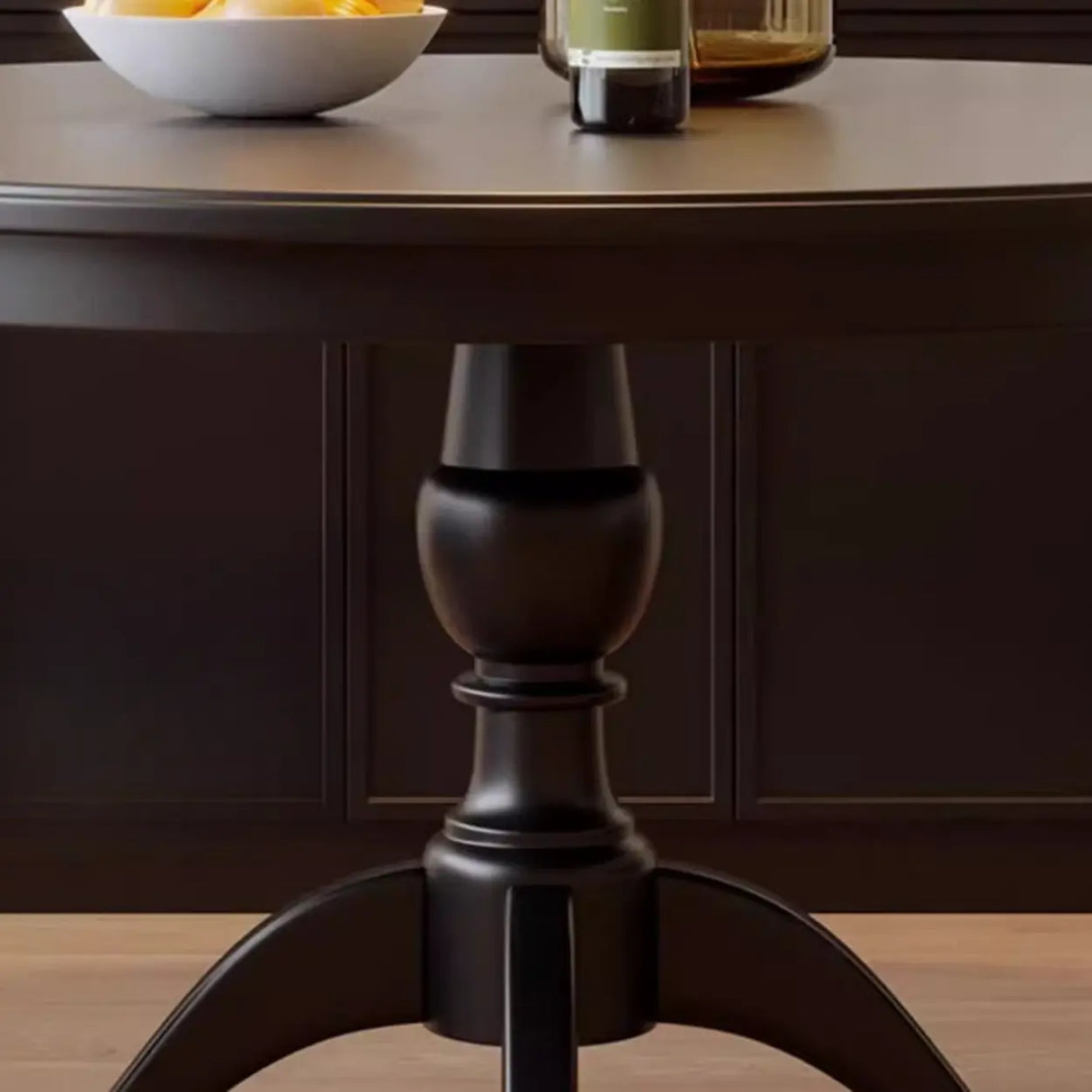 French Country Vintage Brown Wood Round Large Dining Table Image - 5