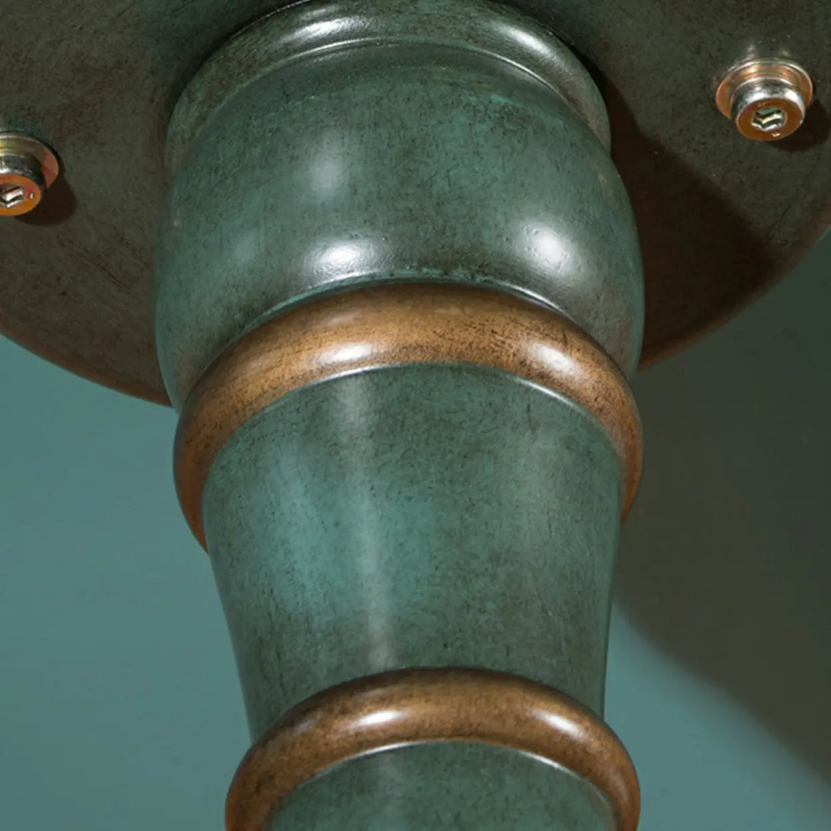 French Country Vintage Green Painted Wood Pedestal Side Table Image - 13