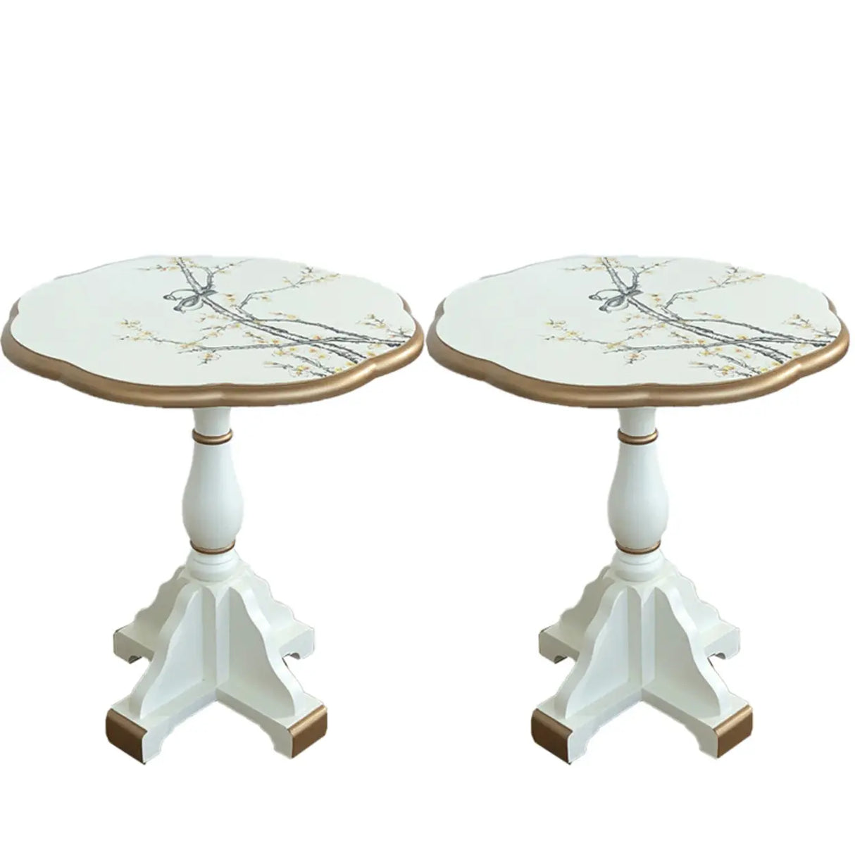 French Country Vintage Green Painted Wood Pedestal Side Table Image - 9