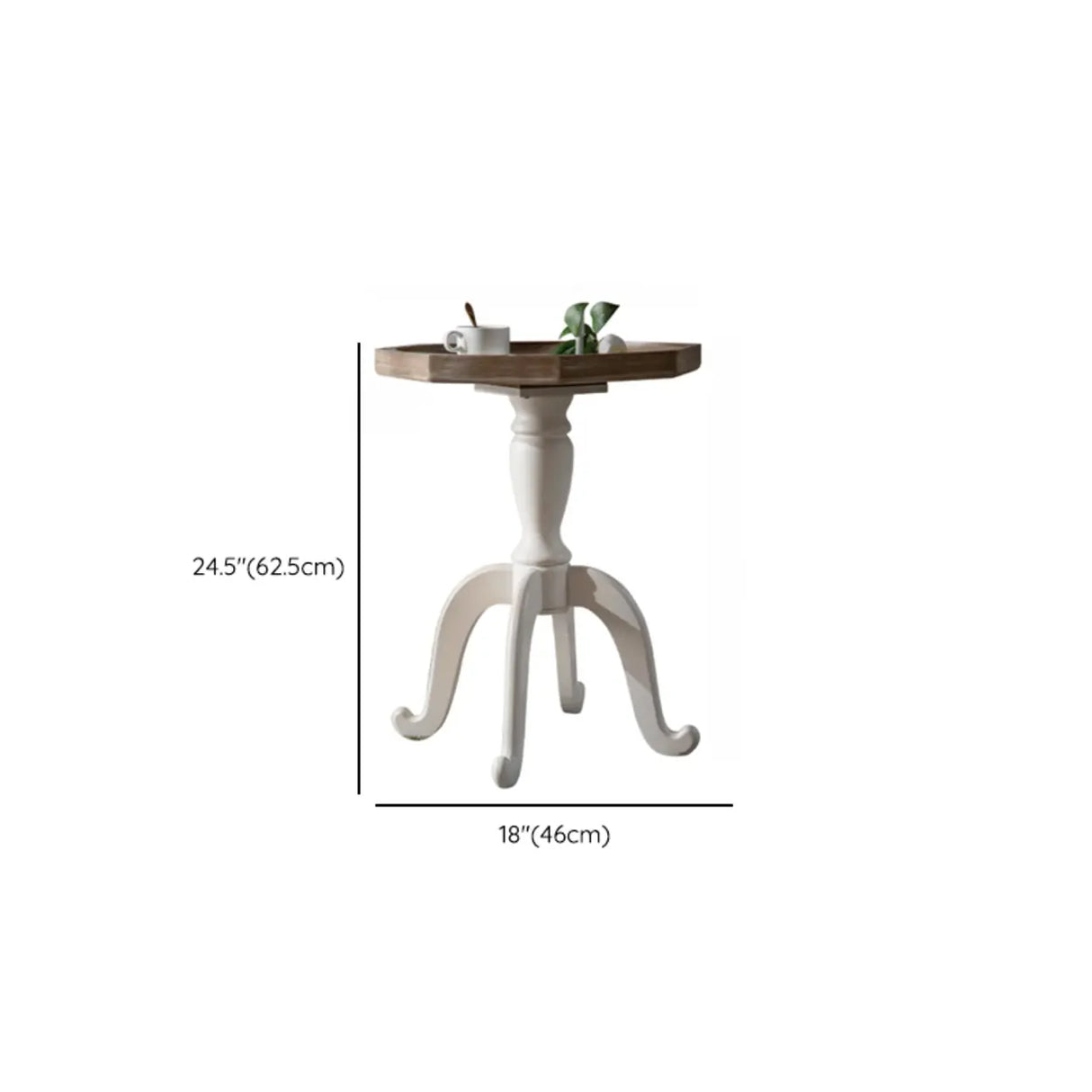 French Country Vintage White Carved Base Wood Side Table Image - 13