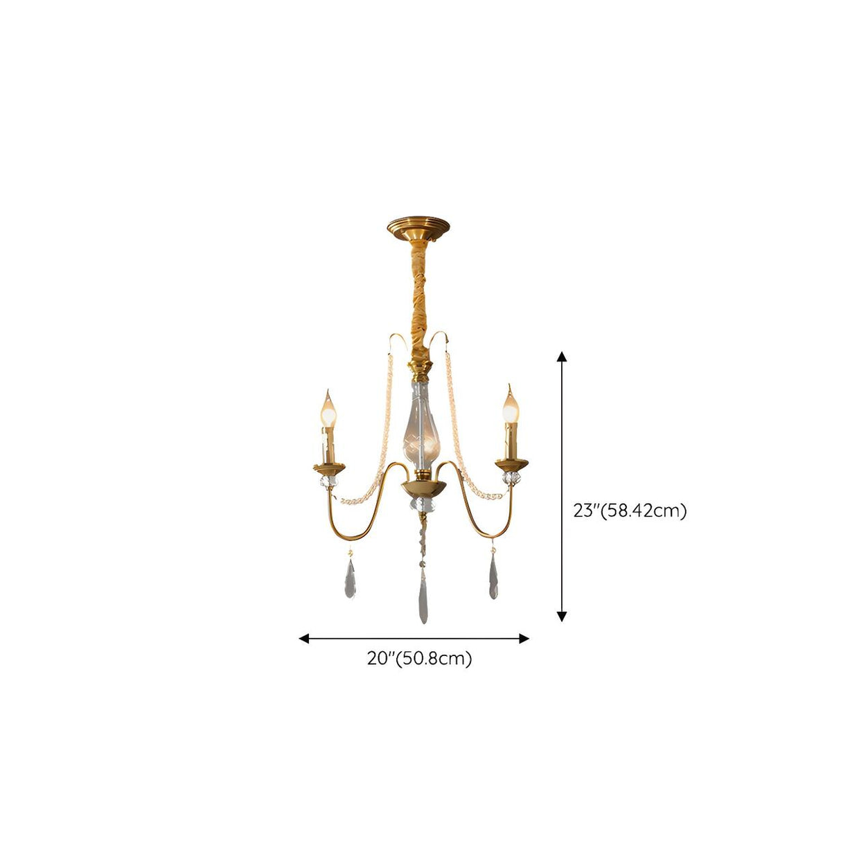 French Elegant Gold Pearls and Crystal Candle Chandelier