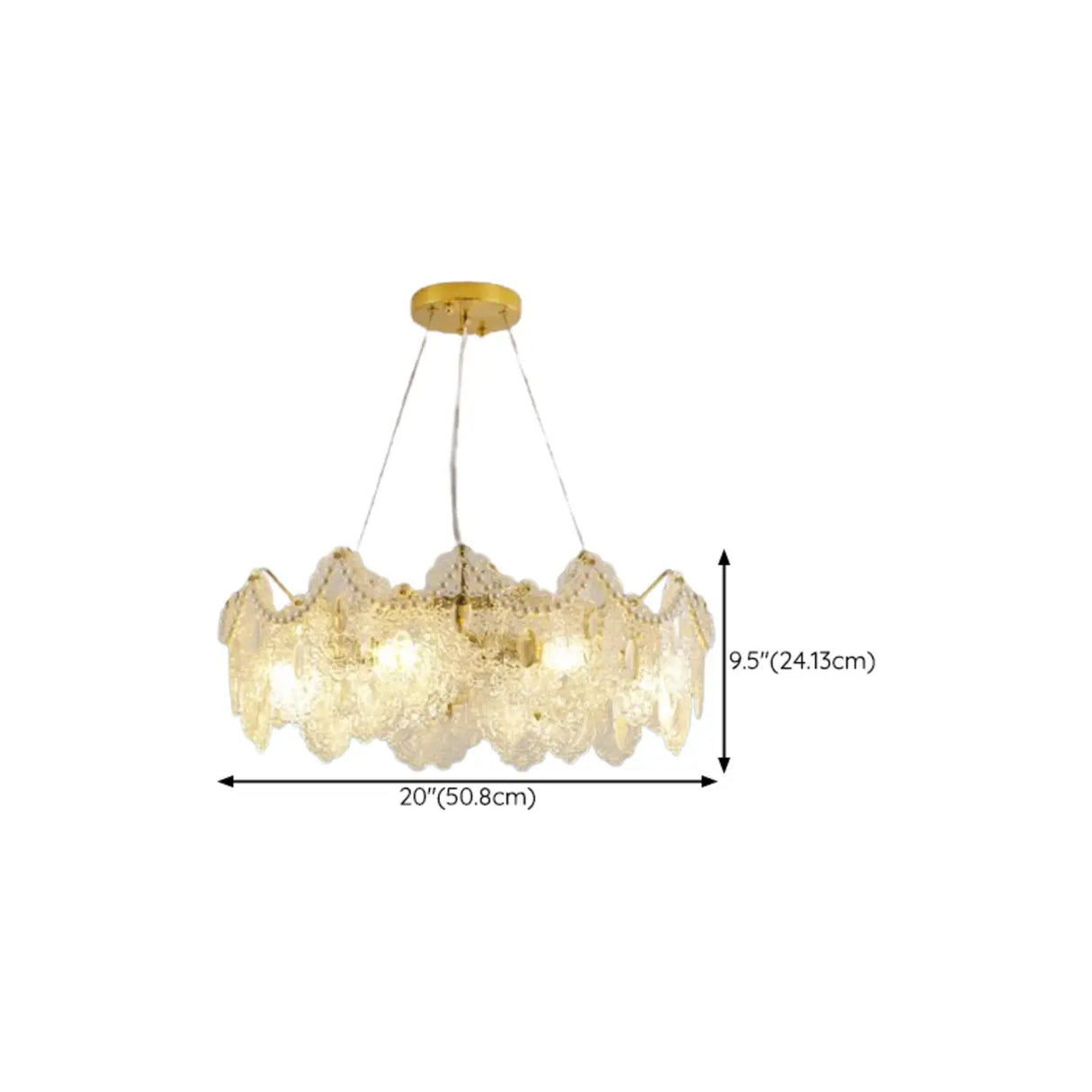 French Luxury Leaf Gold Glass Pendant Living Room Chandelier