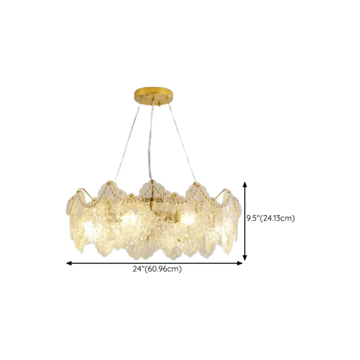 French Luxury Leaf Gold Glass Pendant Living Room Chandelier Image - 14