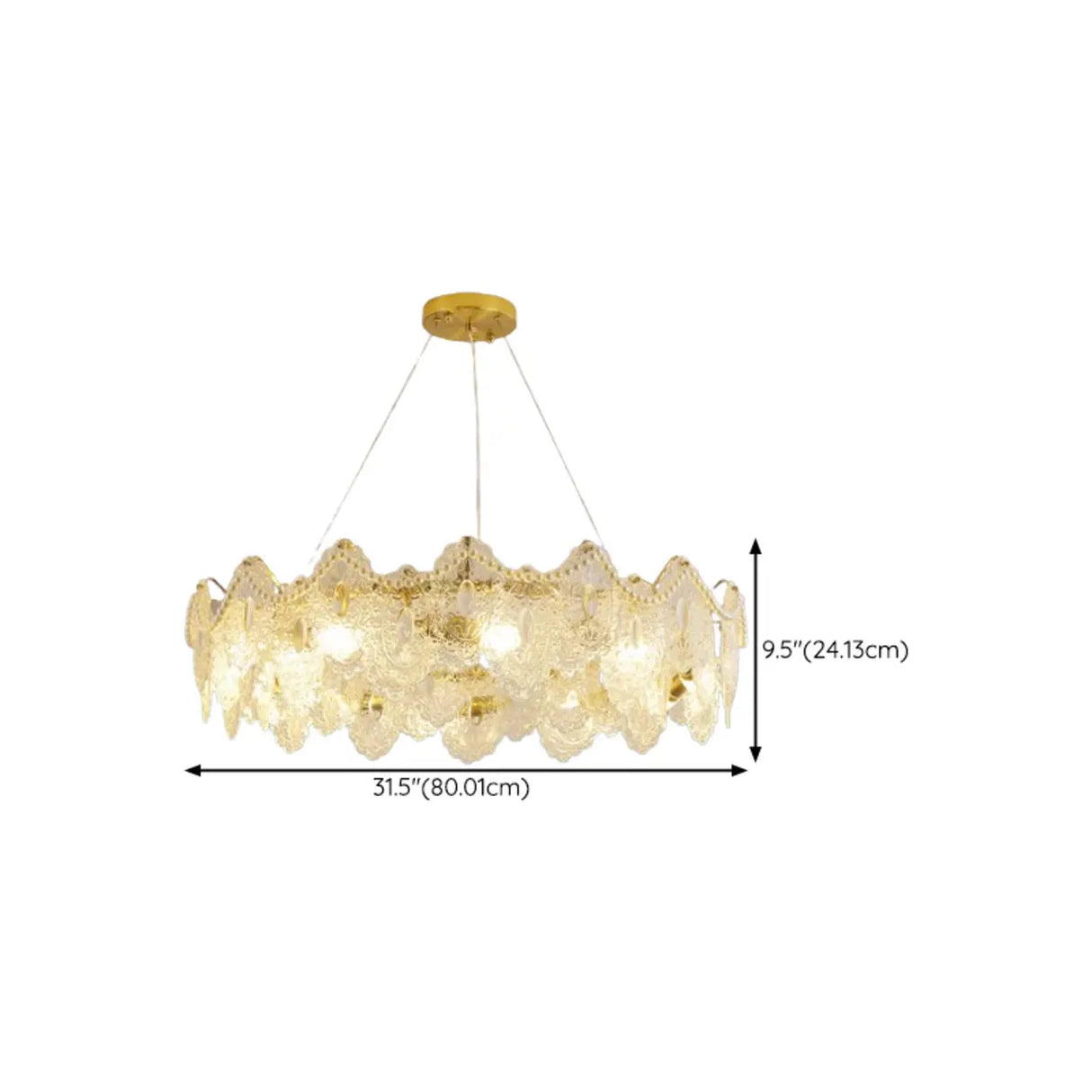 French Luxury Leaf Gold Glass Pendant Living Room Chandelier Image - 15