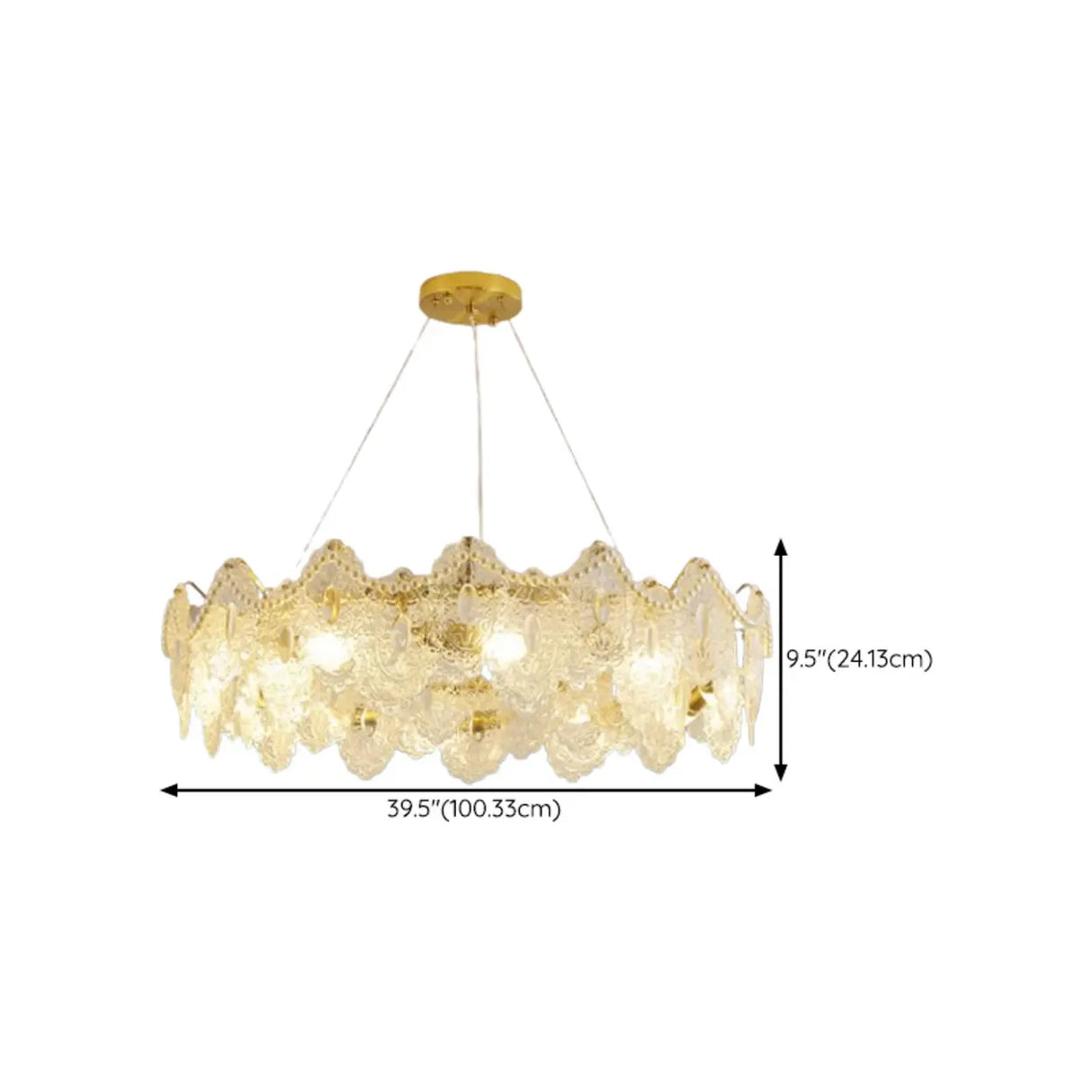 French Luxury Leaf Gold Glass Pendant Living Room Chandelier Image - 16