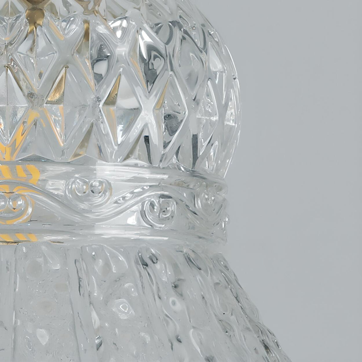 French Vintage Clear Glass Bell Vase Pendant Light Image - 11