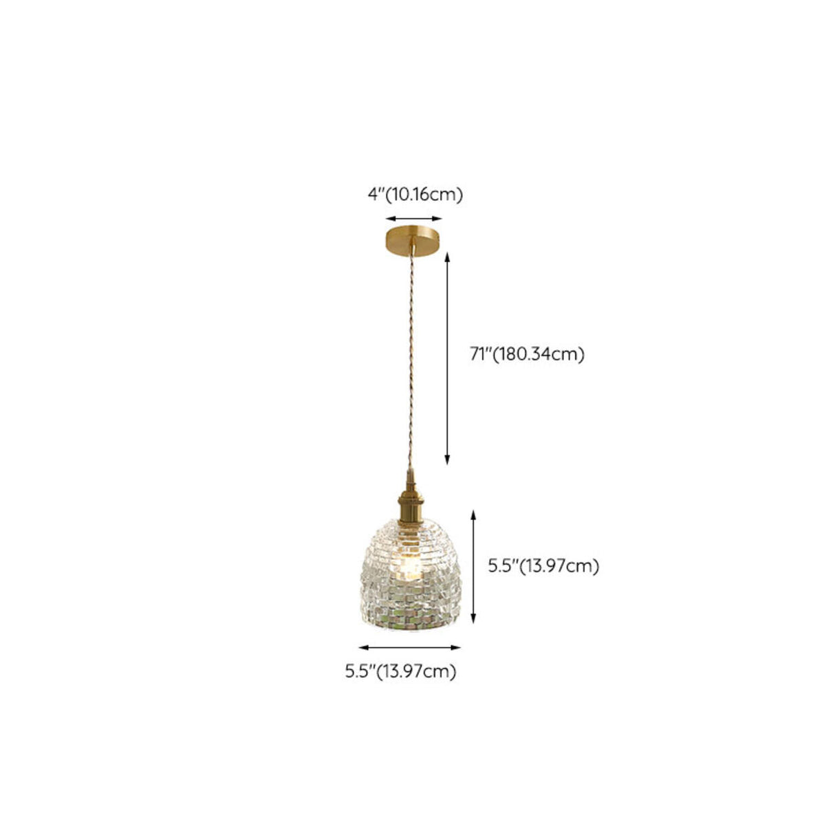 French Vintage Clear Glass Bell Vase Pendant Light Image - 15