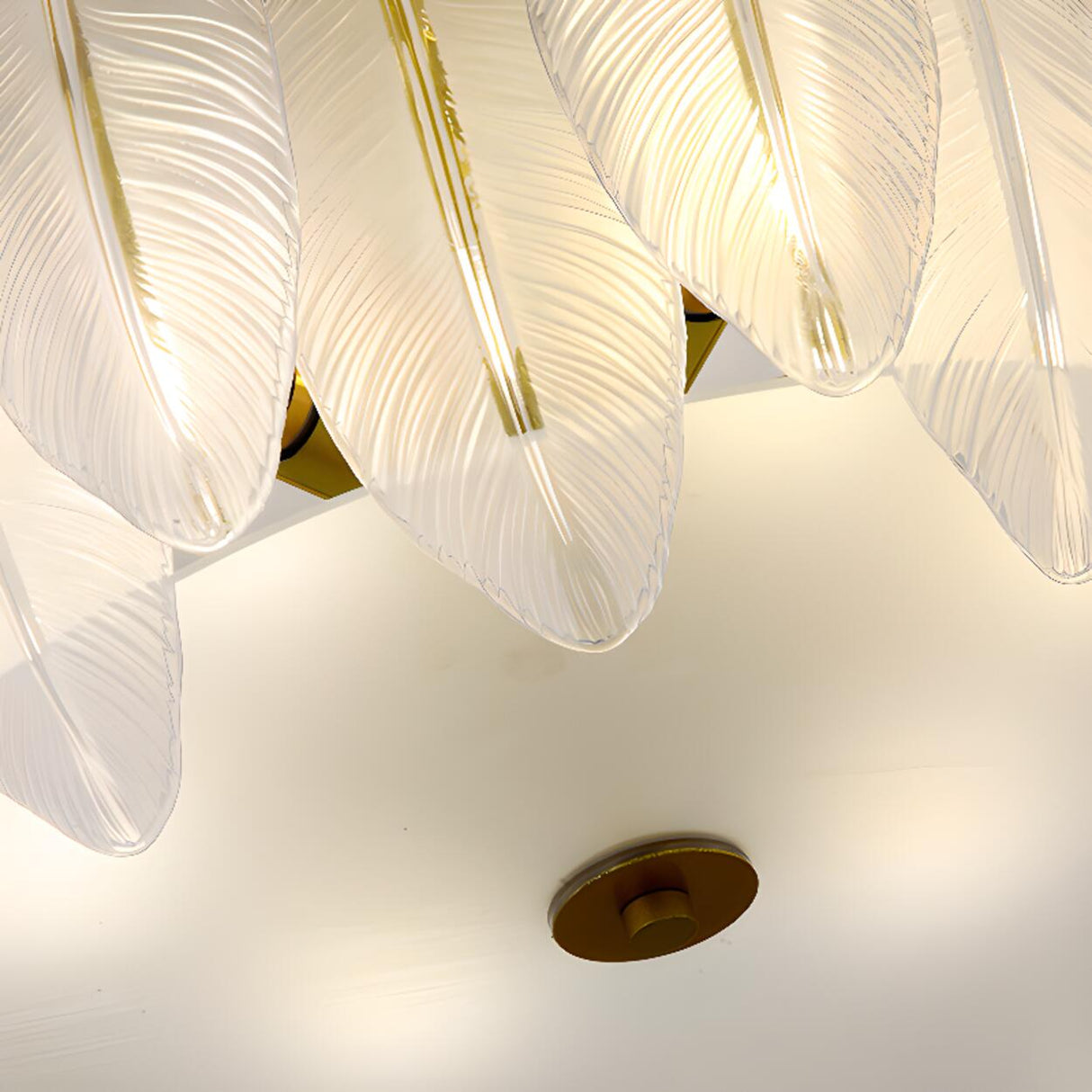 Frosted Feather Drum Crystal Semi-Flush Mount Light Image - 12