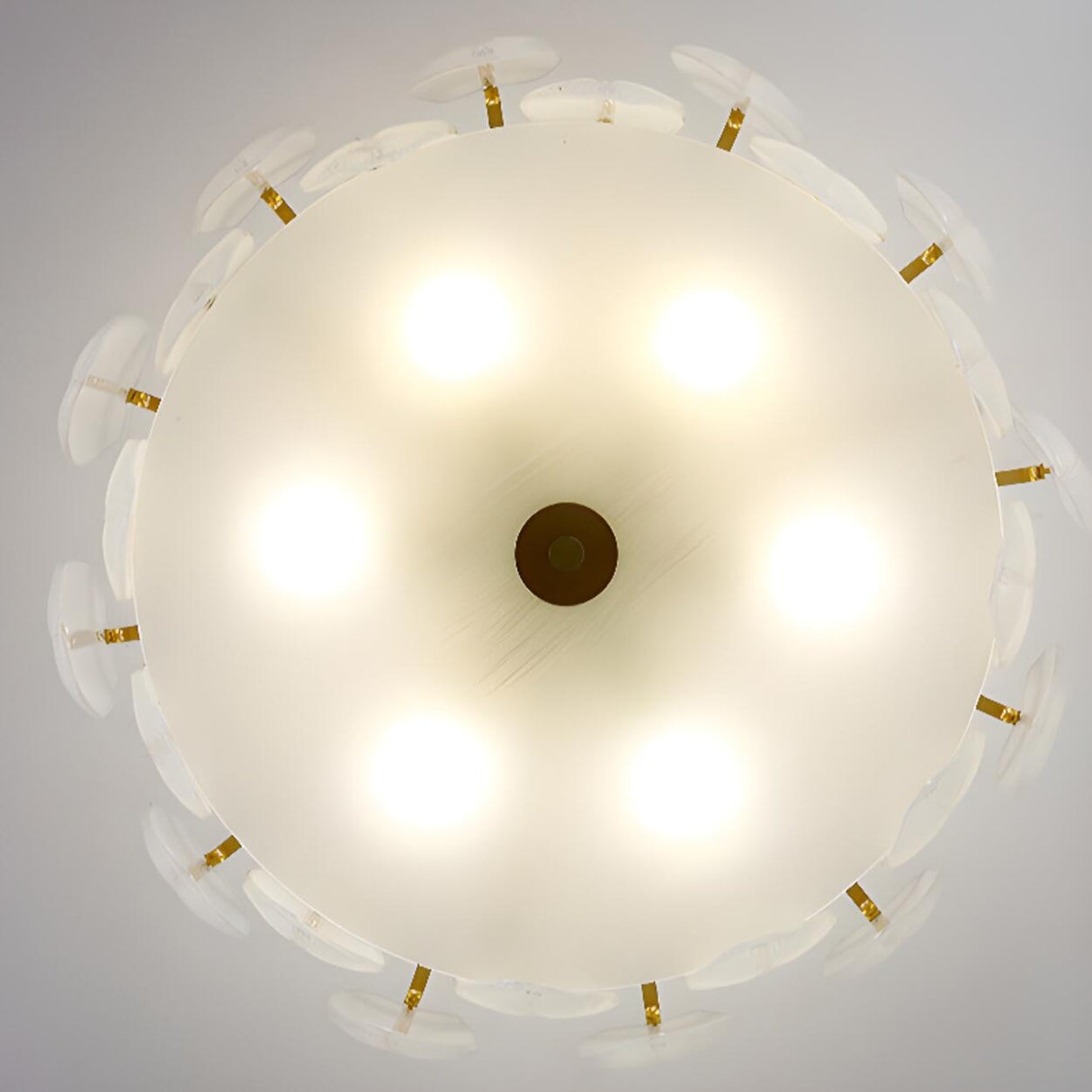 Frosted Feather Drum Crystal Semi-Flush Mount Light Image - 15