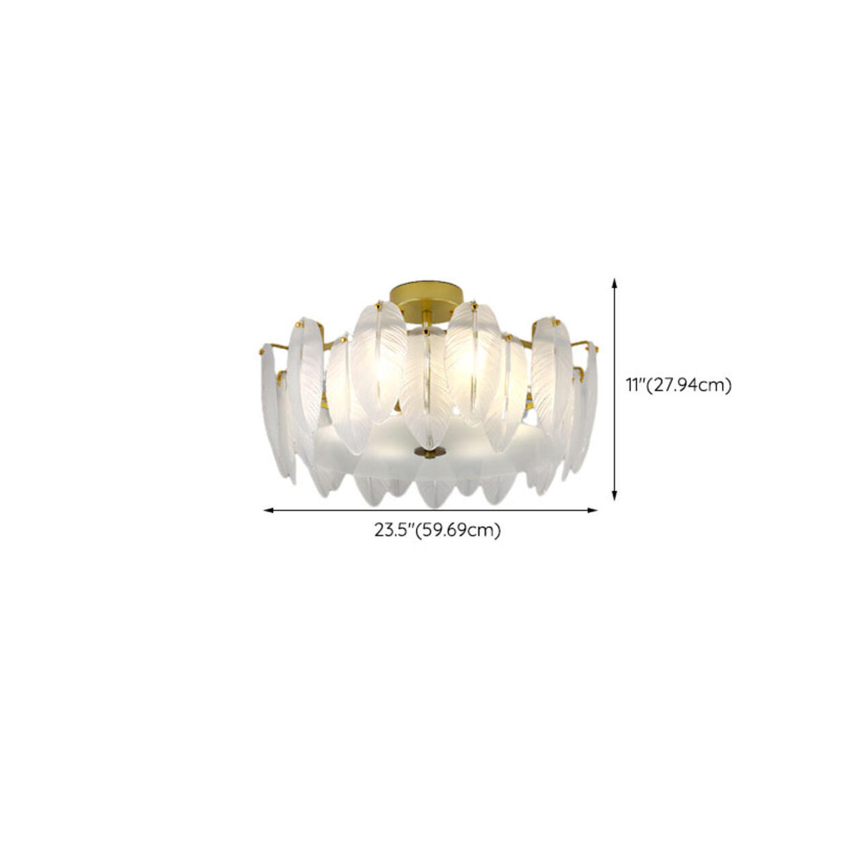 Frosted Feather Drum Crystal Semi-Flush Mount Light Image - 18