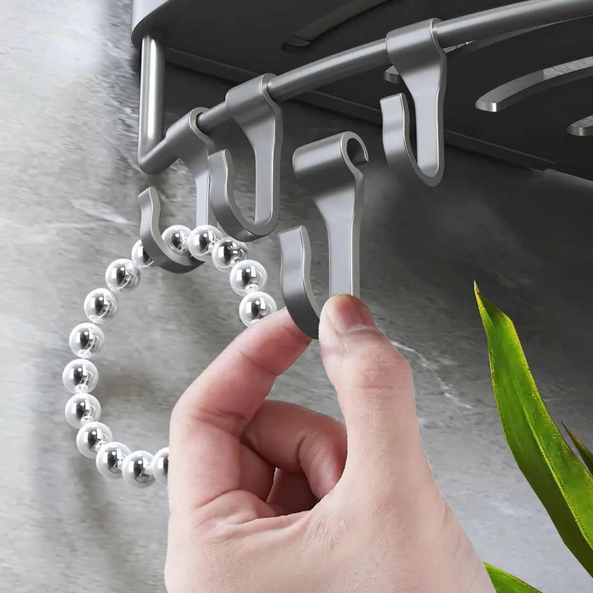 Functional Grey Metal Bathroom Hardware Set with Shelves Image - 14