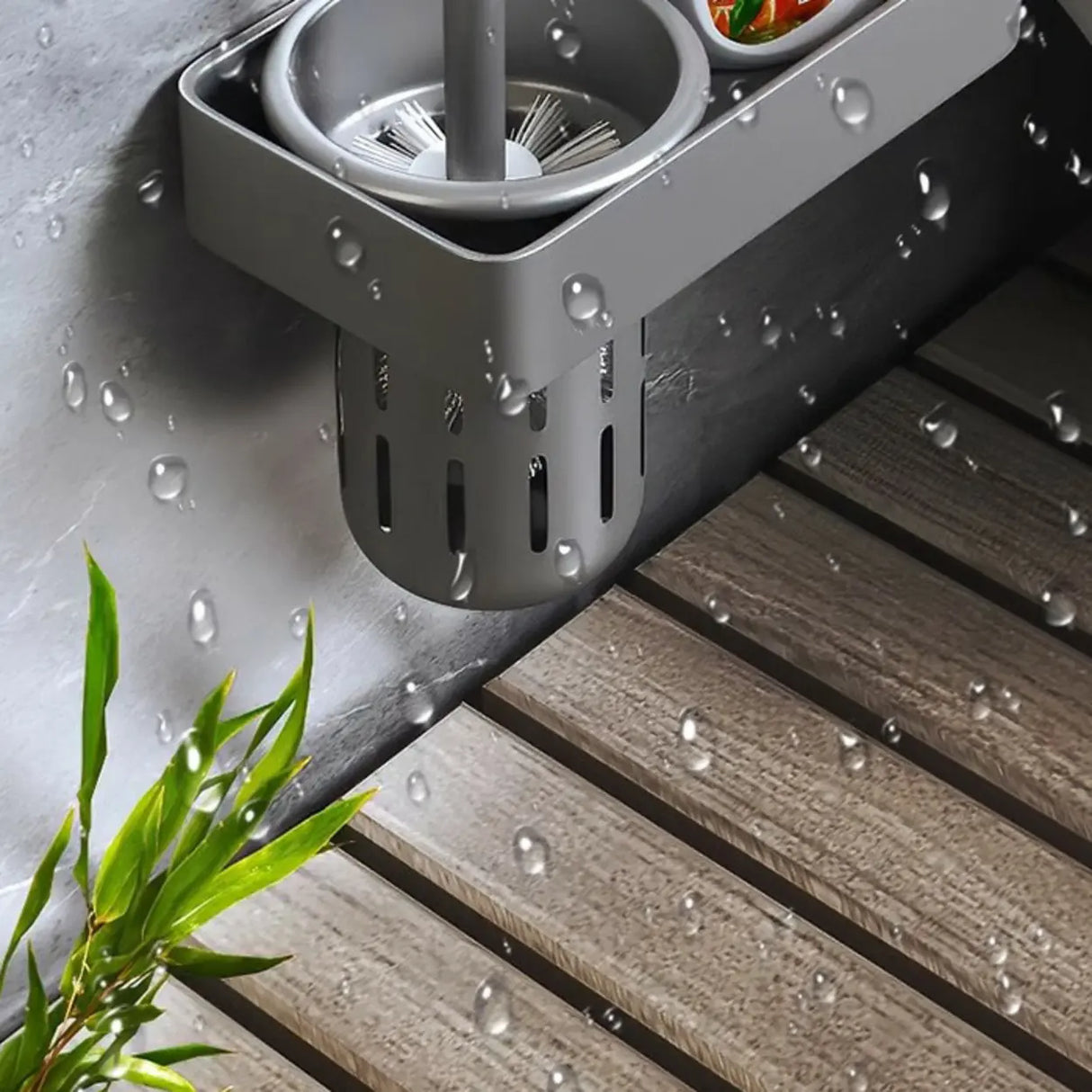 Functional Grey Metal Bathroom Hardware Set with Shelves Image - 15