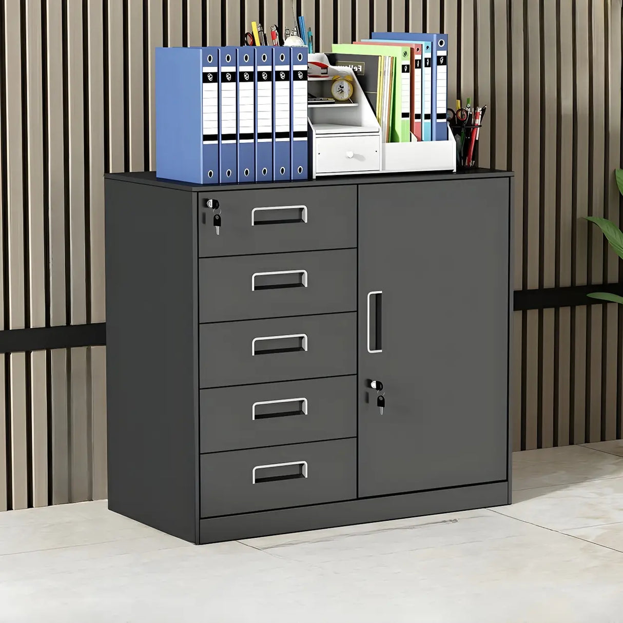 Functional Steel Vertical Filing Cabinet with Locks Image - 3