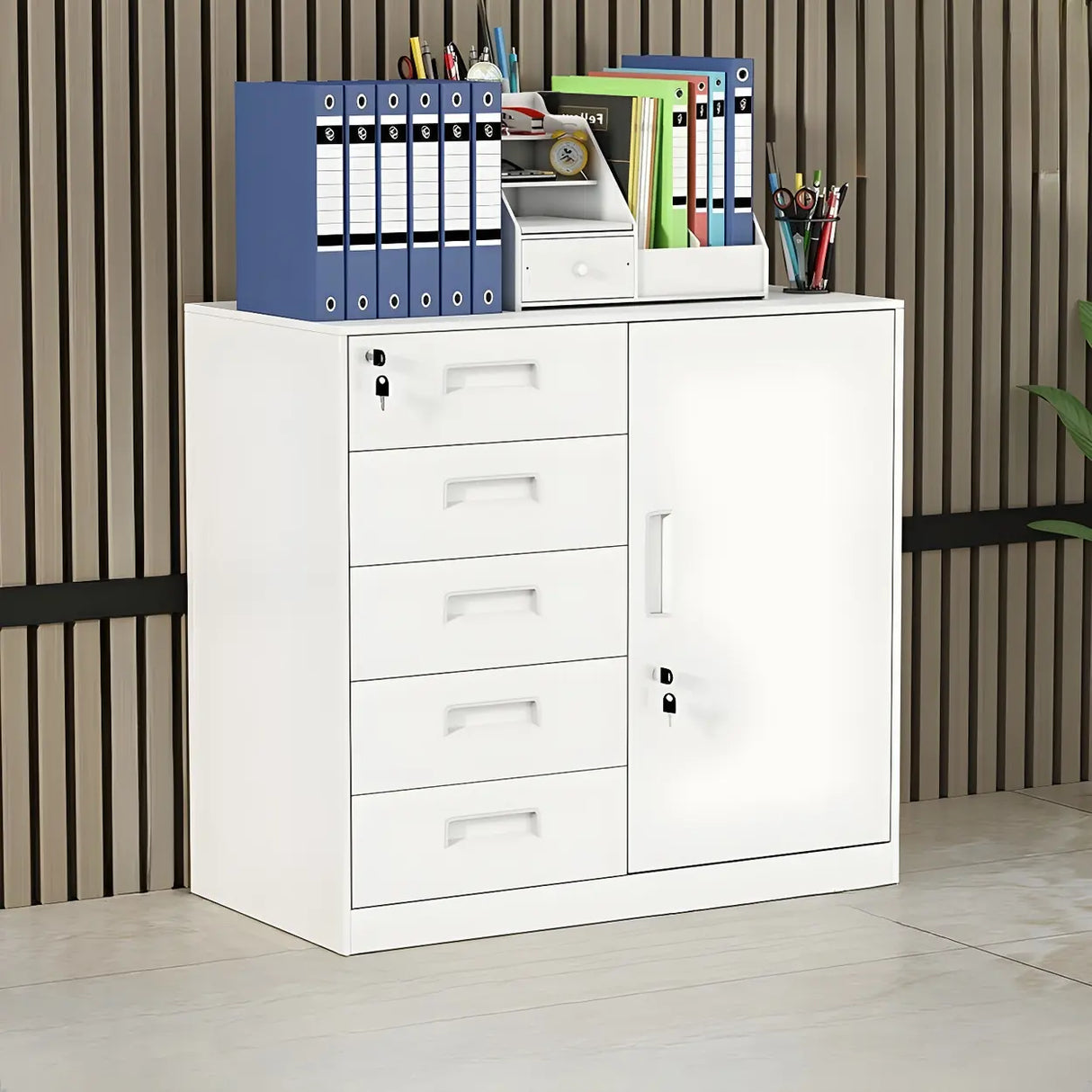 Functional Steel Vertical Filing Cabinet with Locks Image - 4
