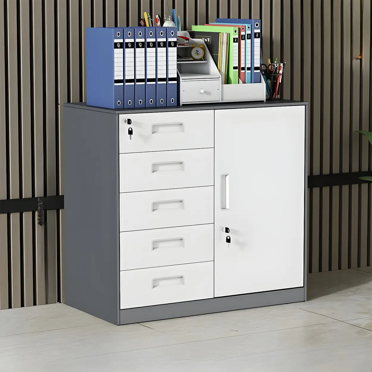 Functional Steel Vertical Filing Cabinet with Locks Image - 7