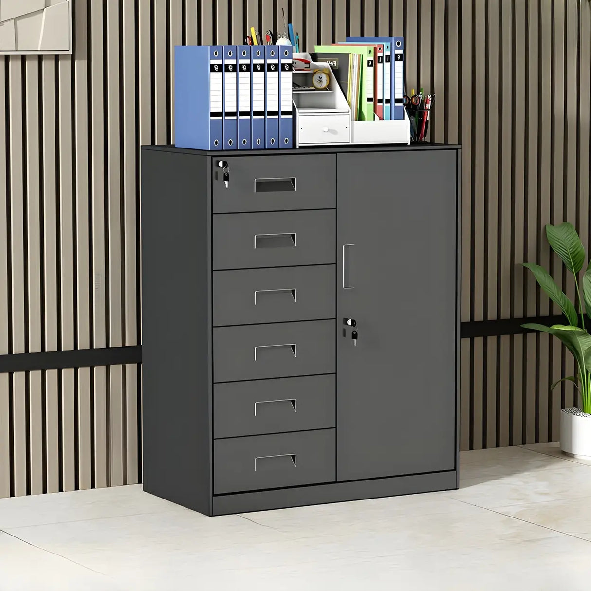 Functional Steel Vertical Filing Cabinet with Locks Image - 9