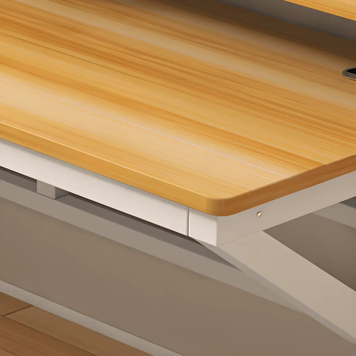 Functional White Wood Rectangle Double Computer Desk Image - 13