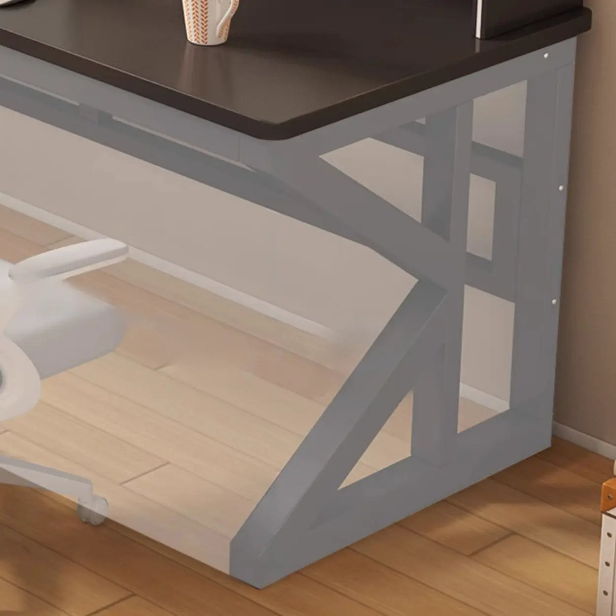 Functional White Wood Rectangle Double Computer Desk Image - 16