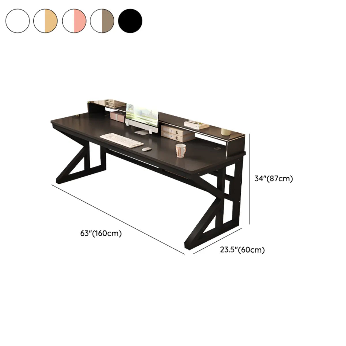 Functional White Wood Rectangle Double Computer Desk Image - 31
