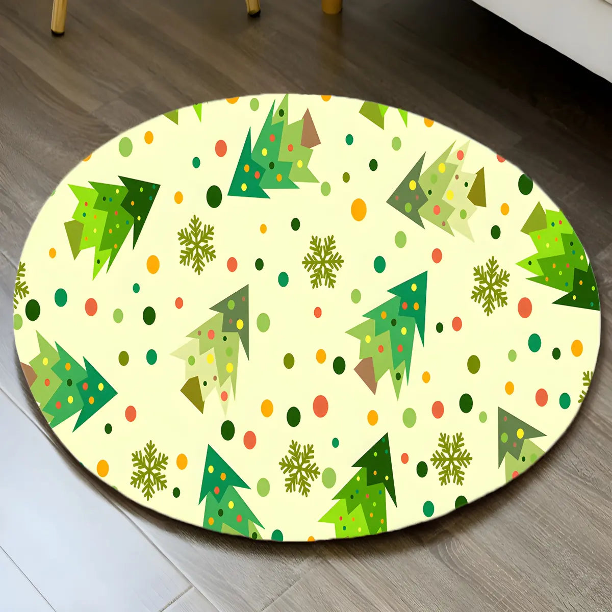 Funky Round Polyester Candy Cane Christmas Area Rug Image - 4