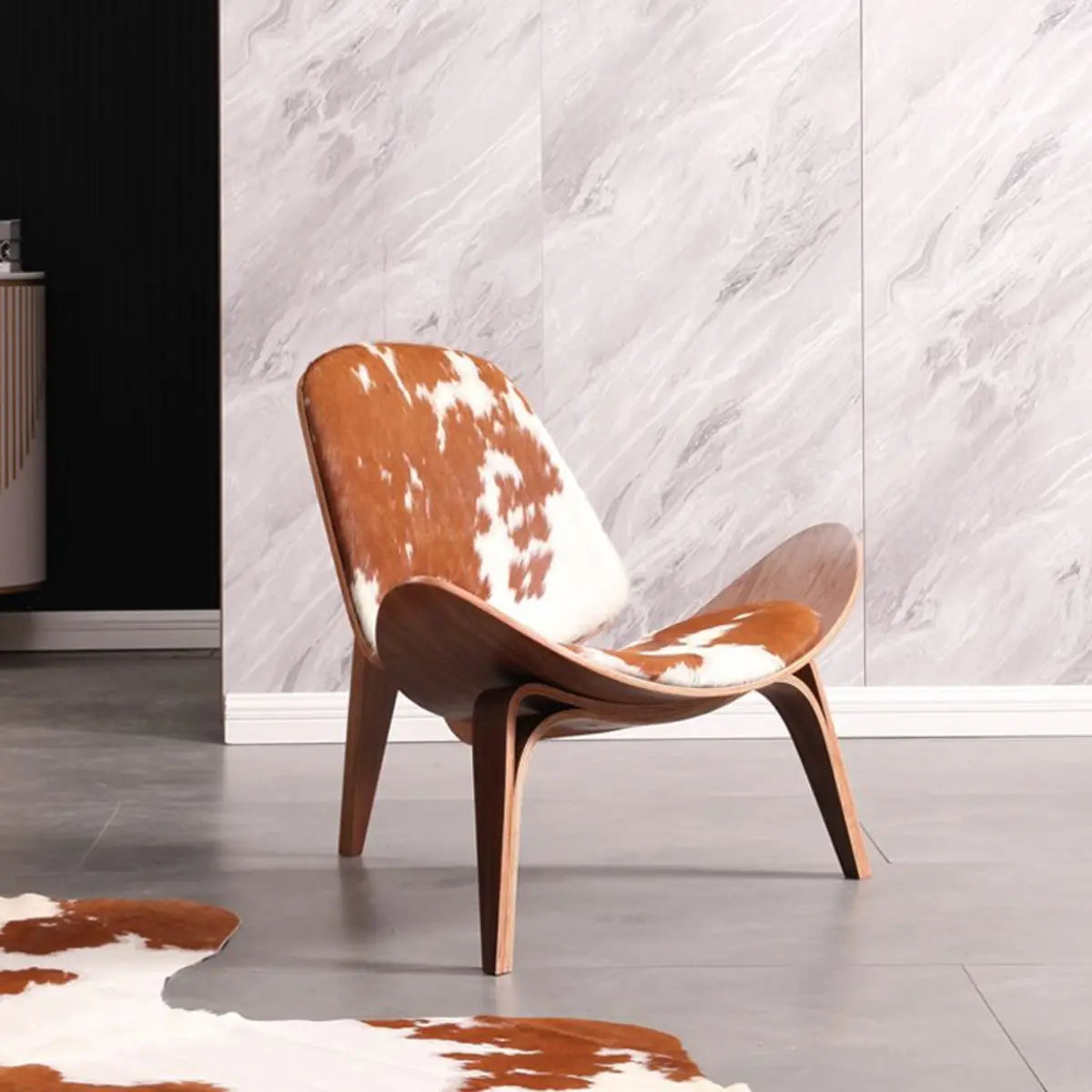 Genuine Leather Print Fixed Back Four Legs Side Chair Image - 2