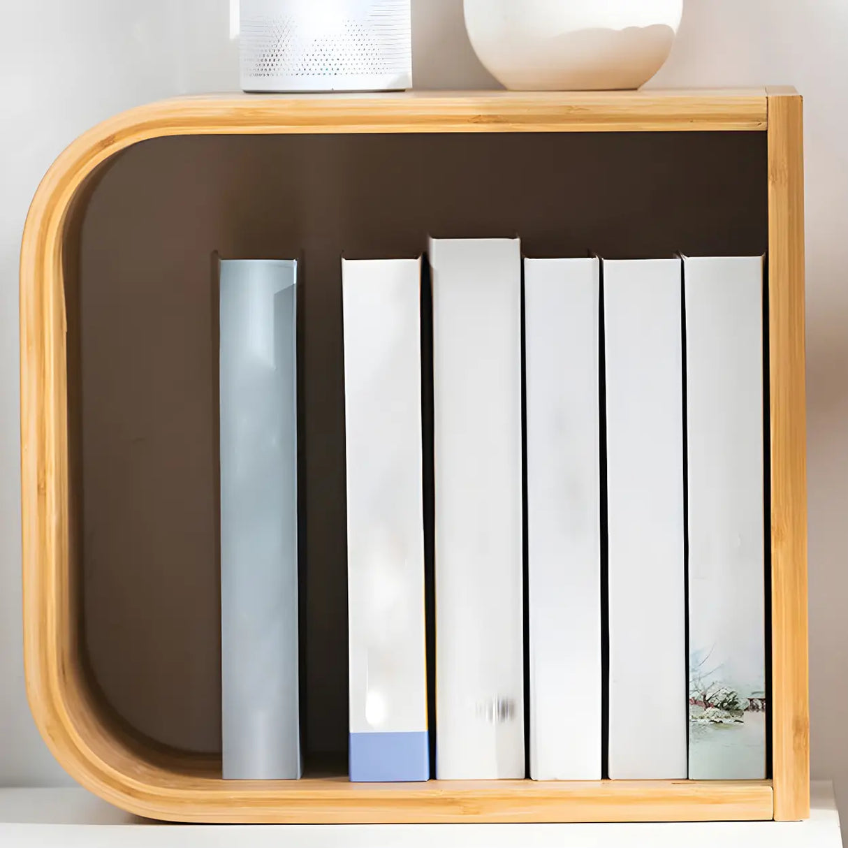 Geometric Bamboo Open Back Storage Bookcase Natural Image - 13