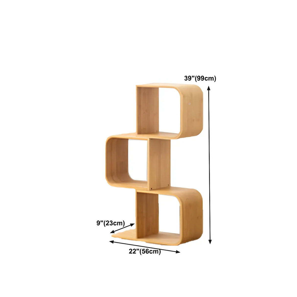 Geometric Bamboo Open Back Storage Bookcase Natural Image - 15