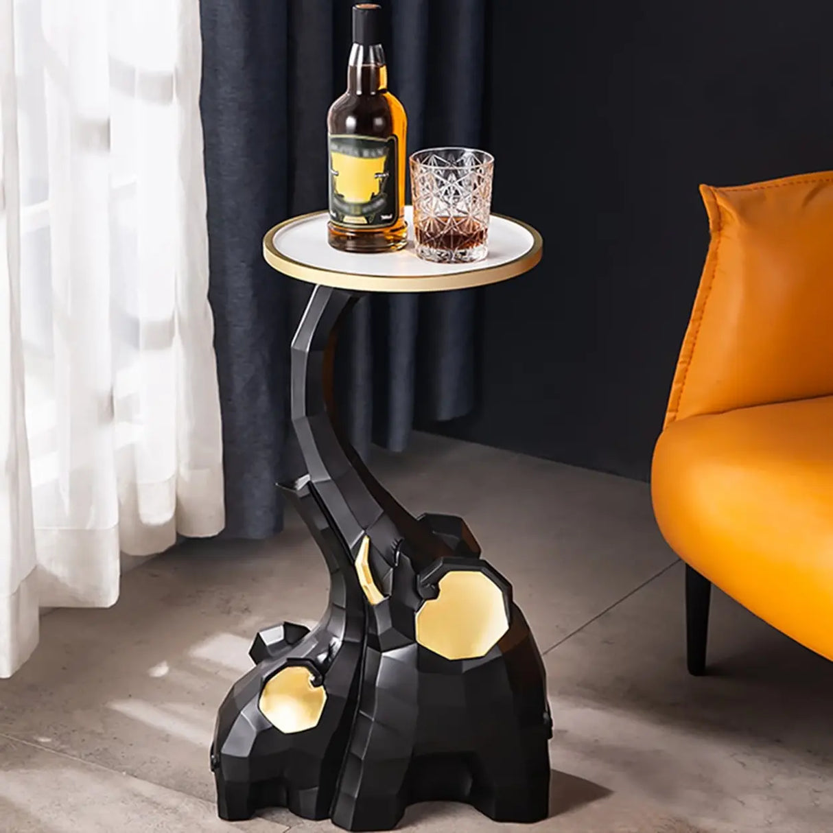 Geometric Elephant Sculptural End Table Image - 2