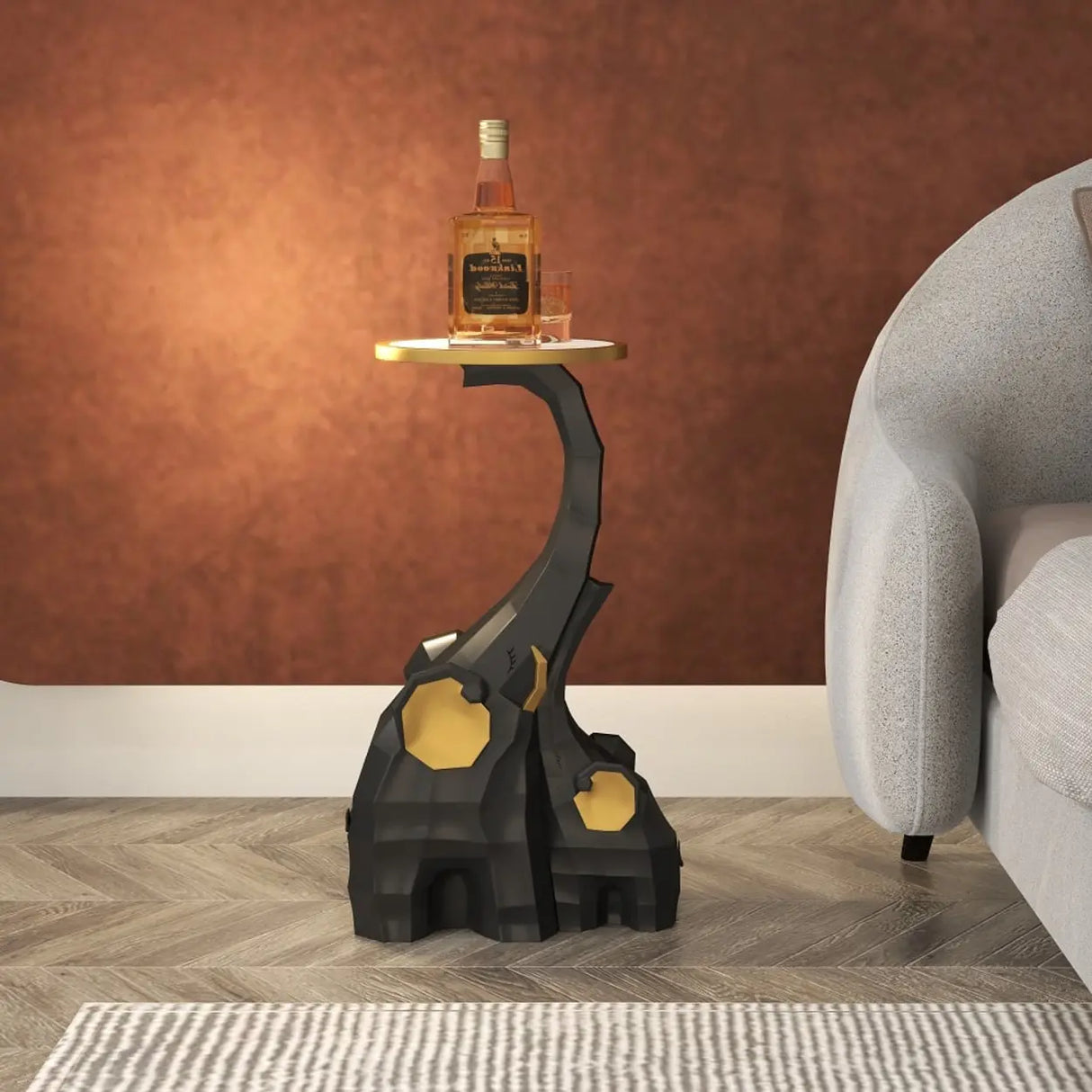 Geometric Elephant Sculptural End Table Image - 3