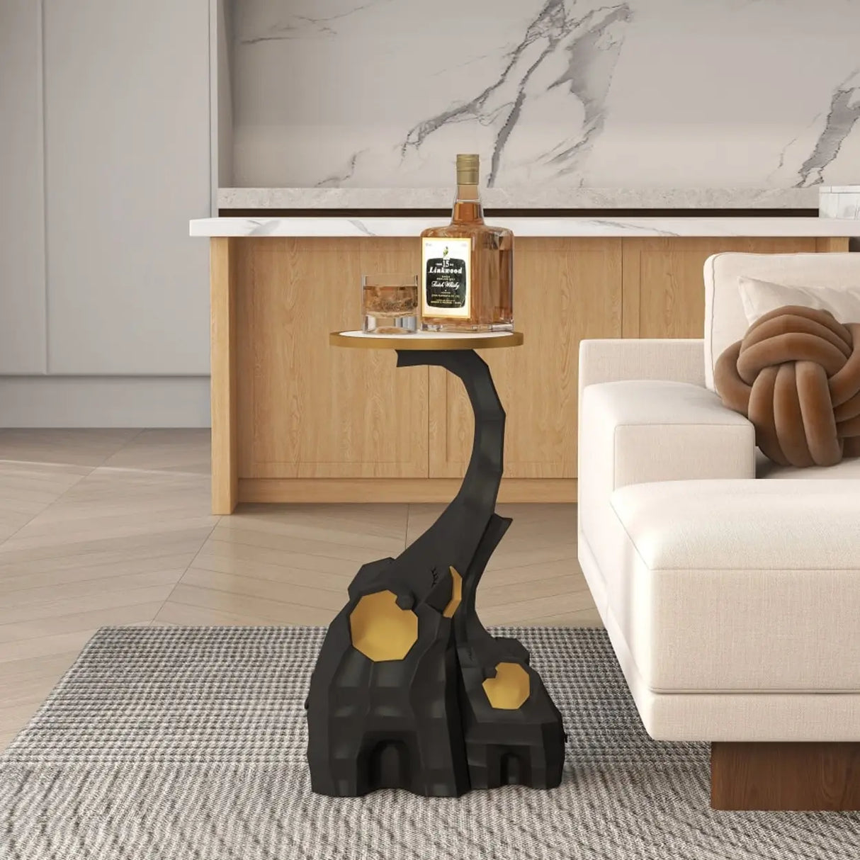 Geometric Elephant Sculptural End Table Image - 4