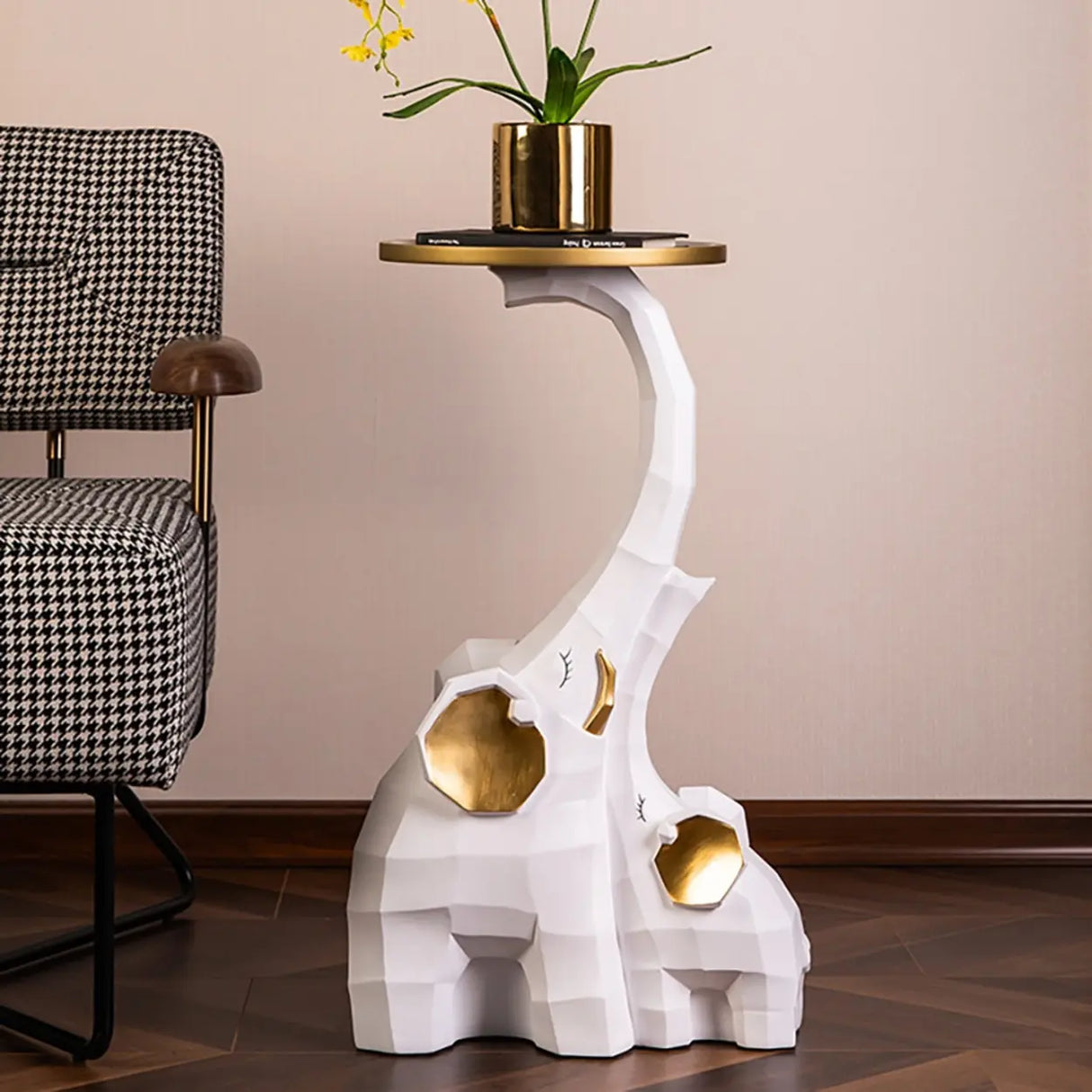 Geometric Elephant Sculptural End Table Image - 8