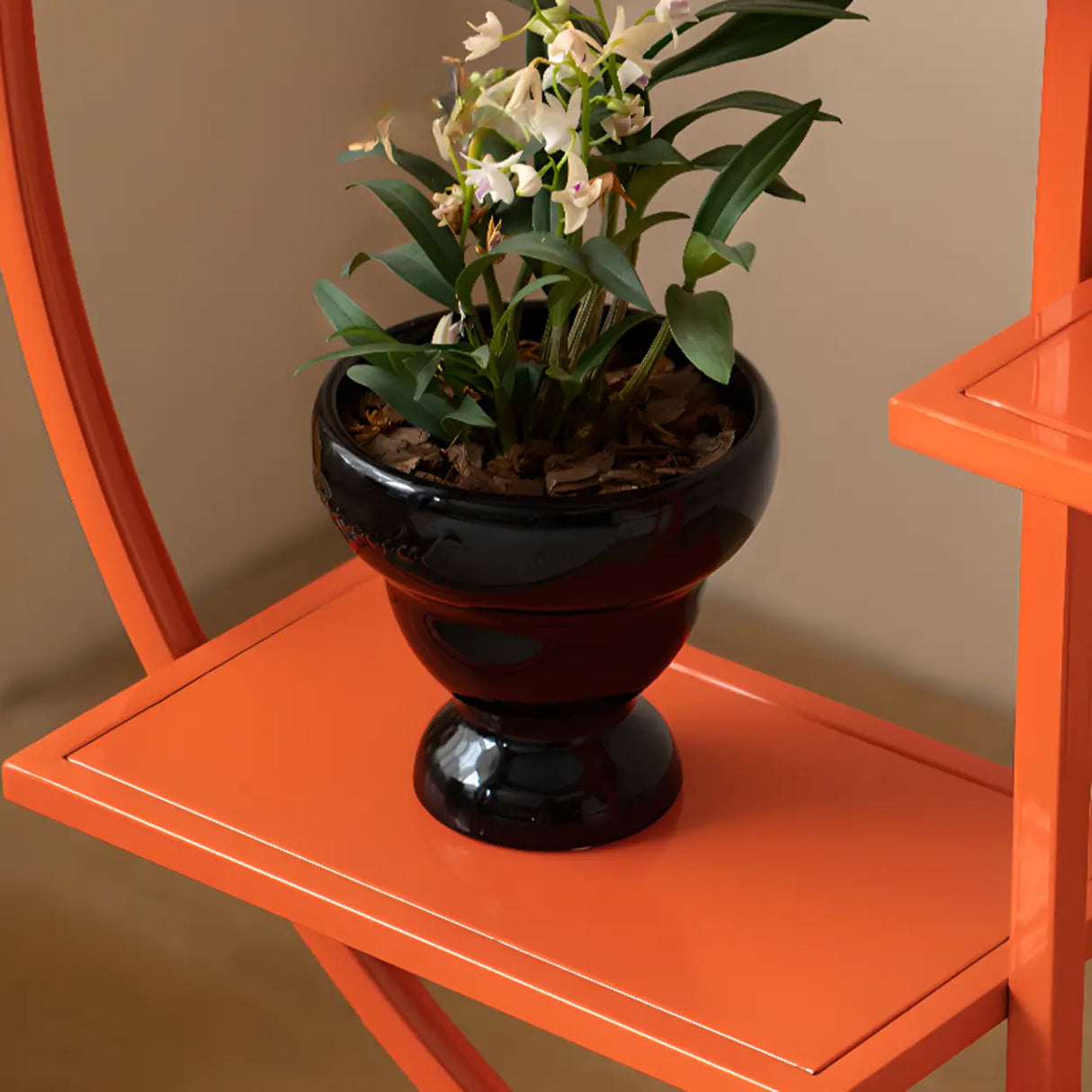 Geometric Floor Metal Gourd Rolling Plant Stand Blue Image - 10