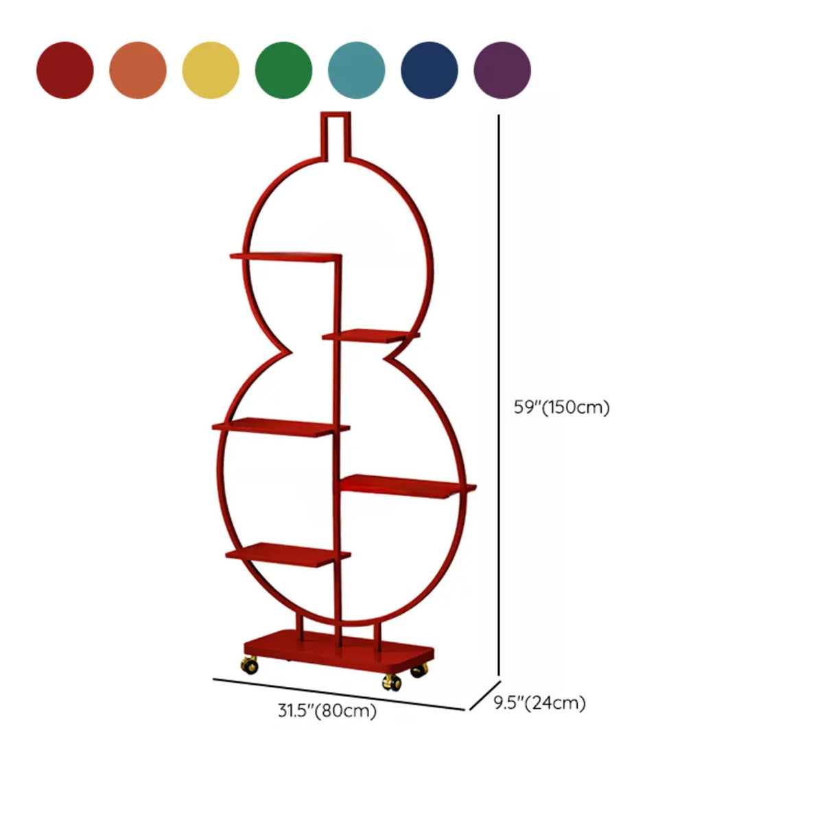 Geometric Floor Metal Gourd Rolling Plant Stand Blue