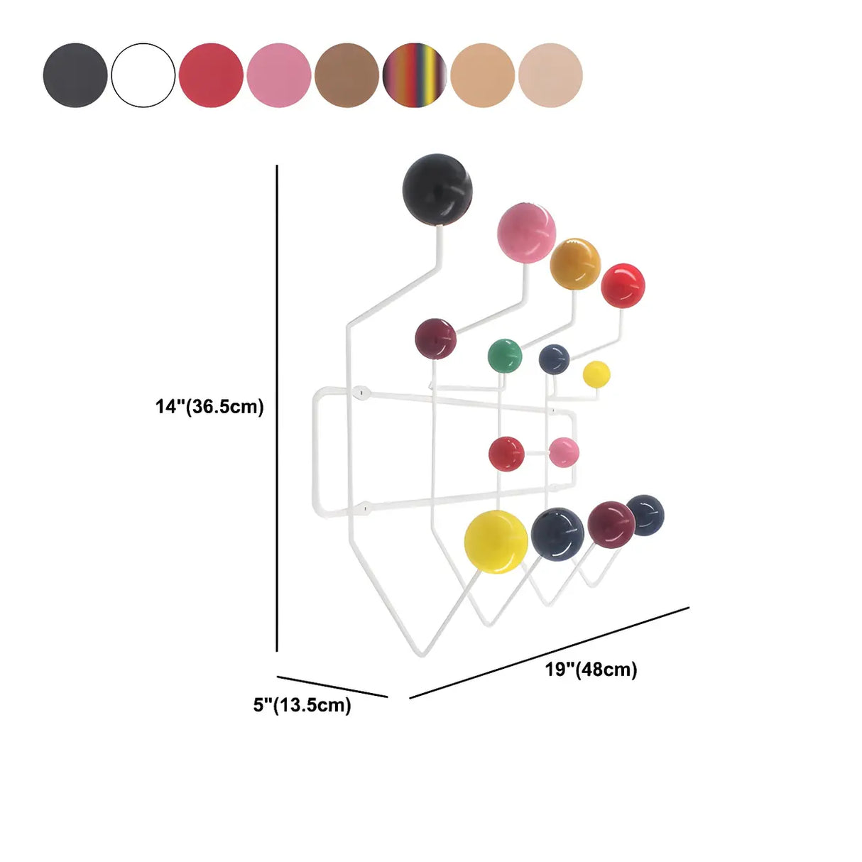 Geometric Metal Large Wall Mounted Coat Rack with Hooks