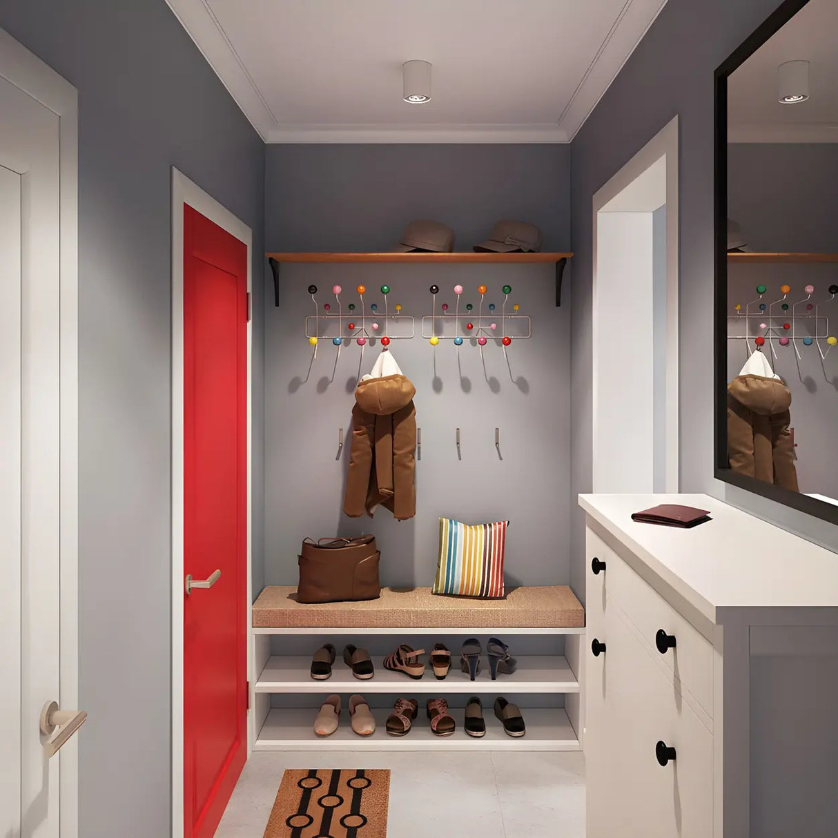 Geometric Metal Large Wall Mounted Coat Rack with Hooks Image - 3