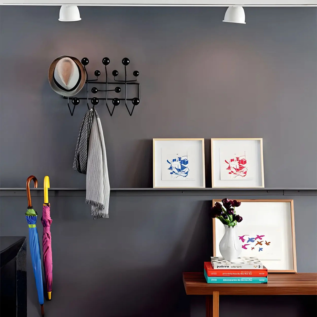 Geometric Metal Large Wall Mounted Coat Rack with Hooks Image - 9