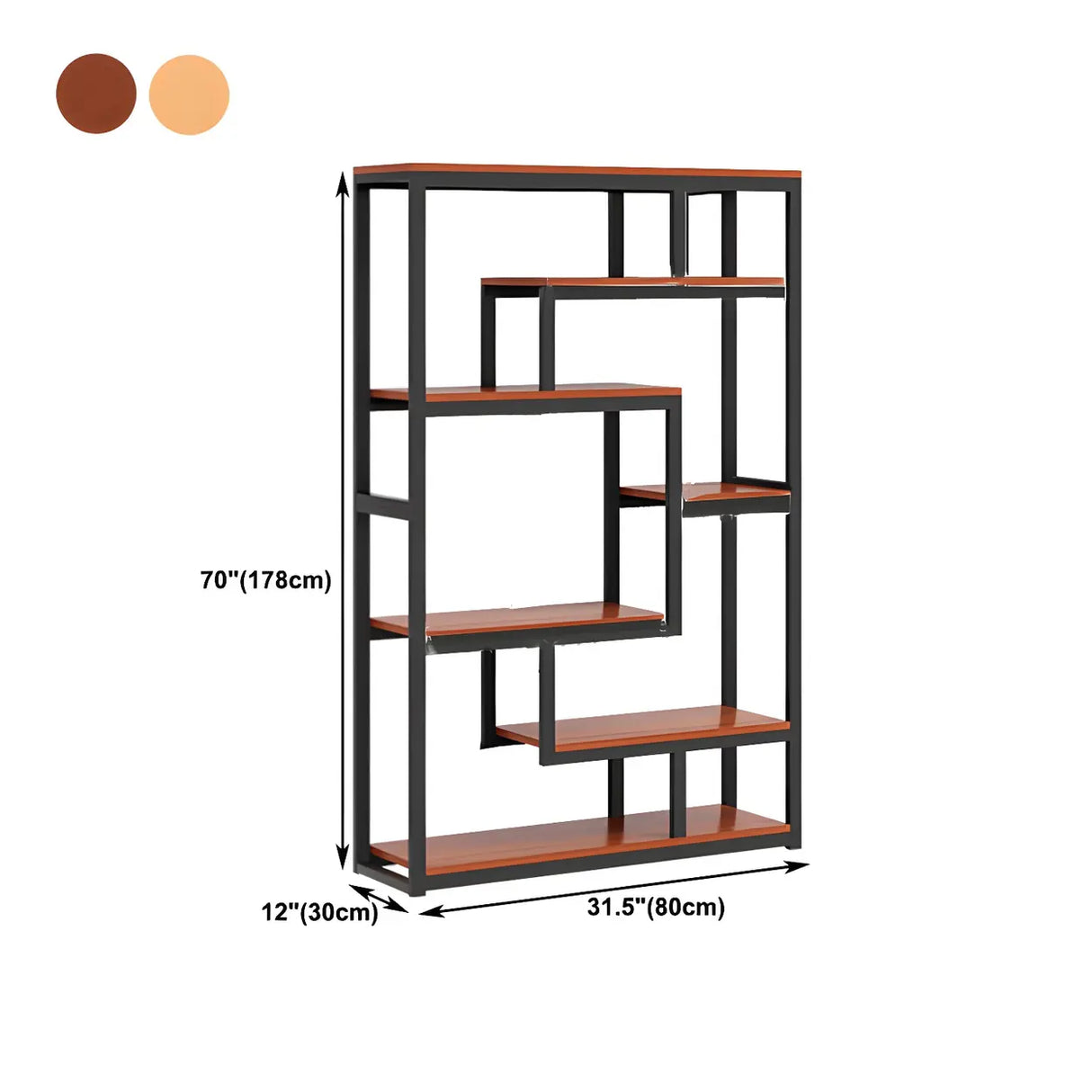 Geometric Metal Wood Black Large Open Back Bookcase
