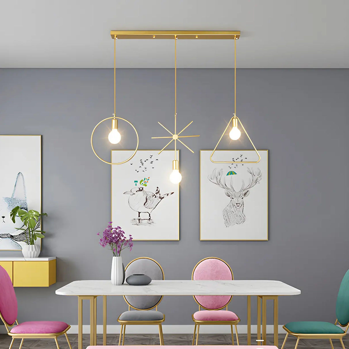 Geometric Modern Gold Island Pendant Light Fixtures Image - 10