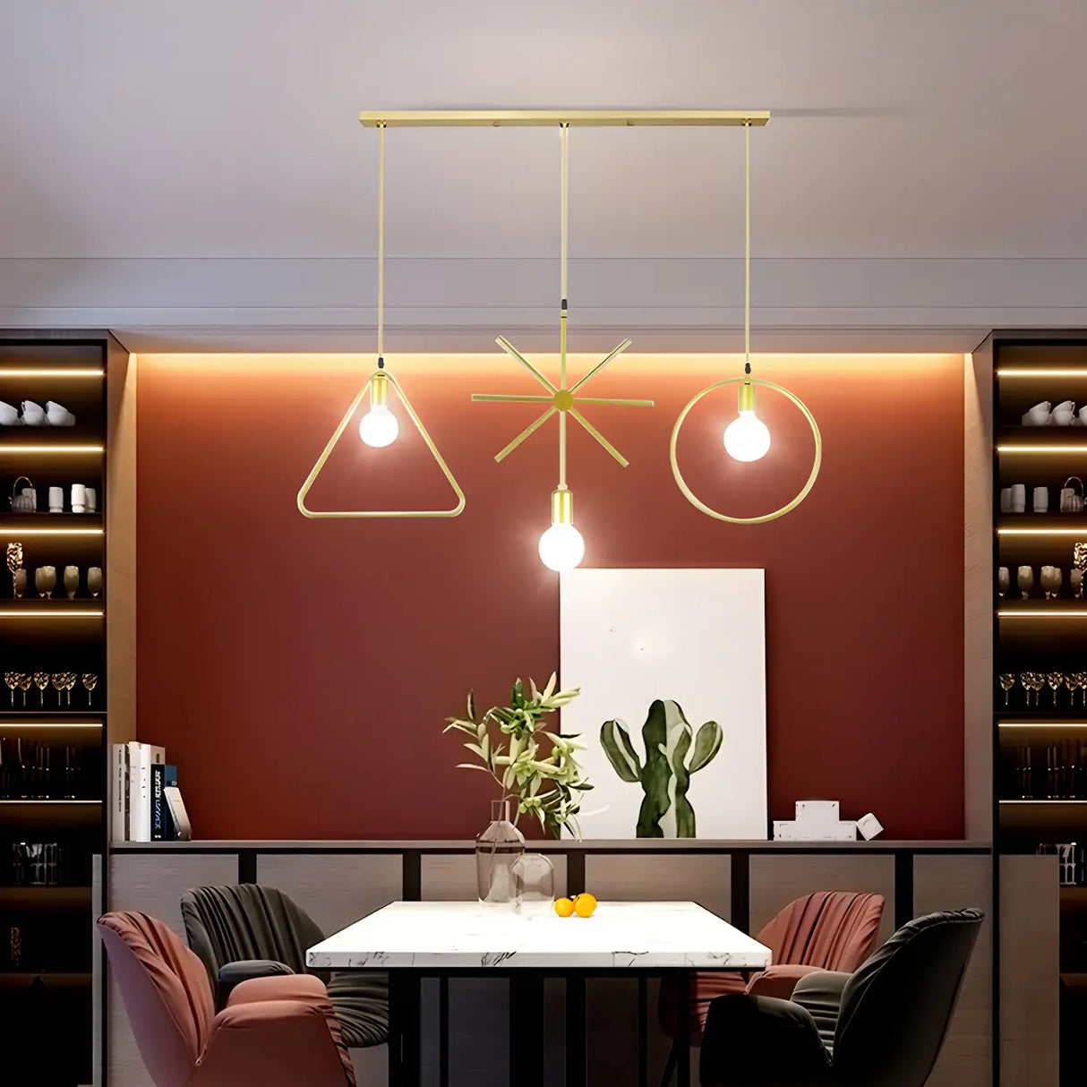 Geometric Modern Gold Island Pendant Light Fixtures Image - 3