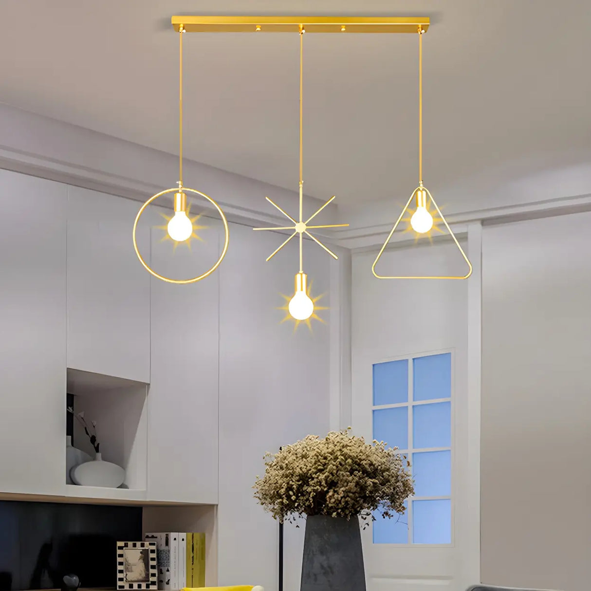 Geometric Modern Gold Island Pendant Light Fixtures Image - 4