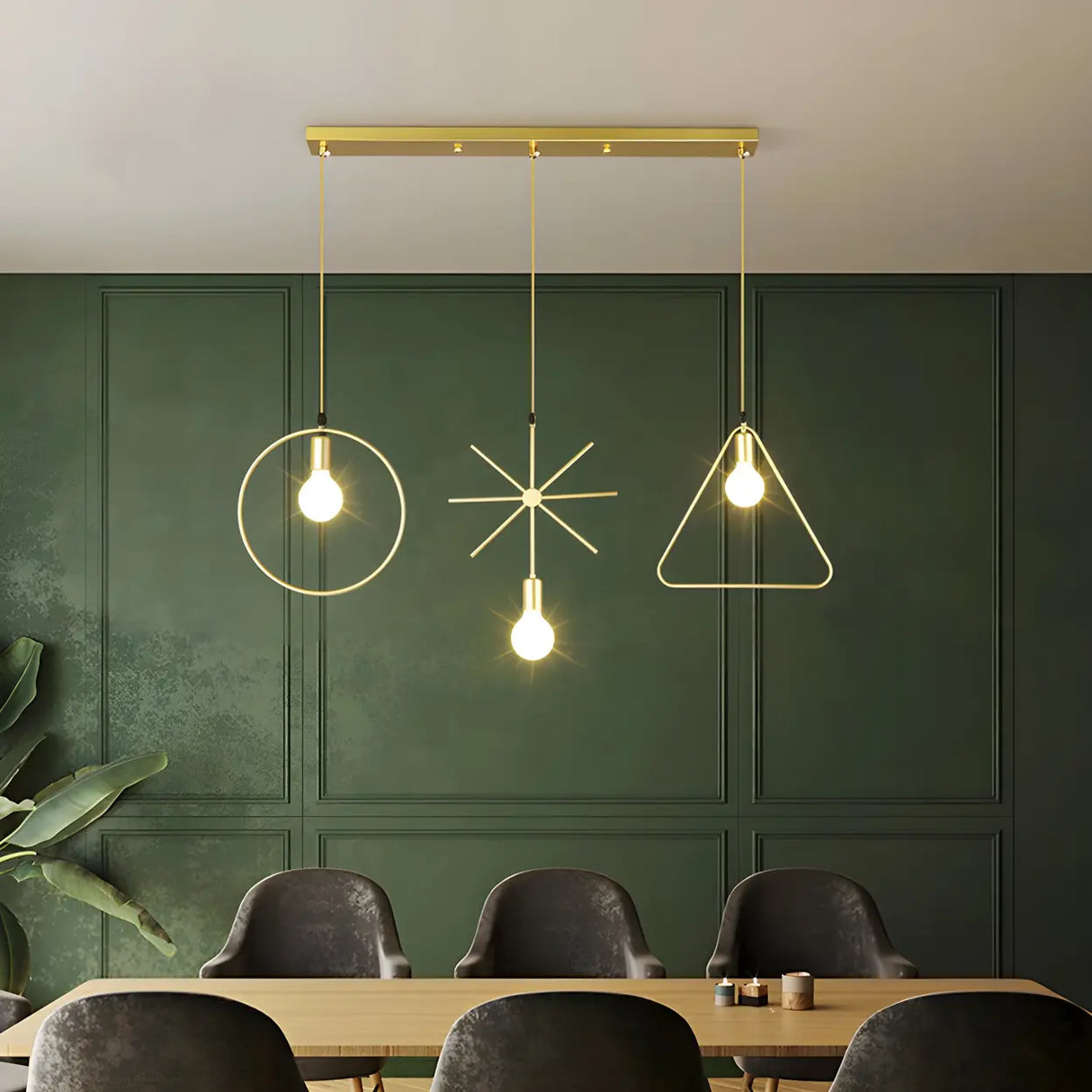 Geometric Modern Gold Island Pendant Light Fixtures Image - 5