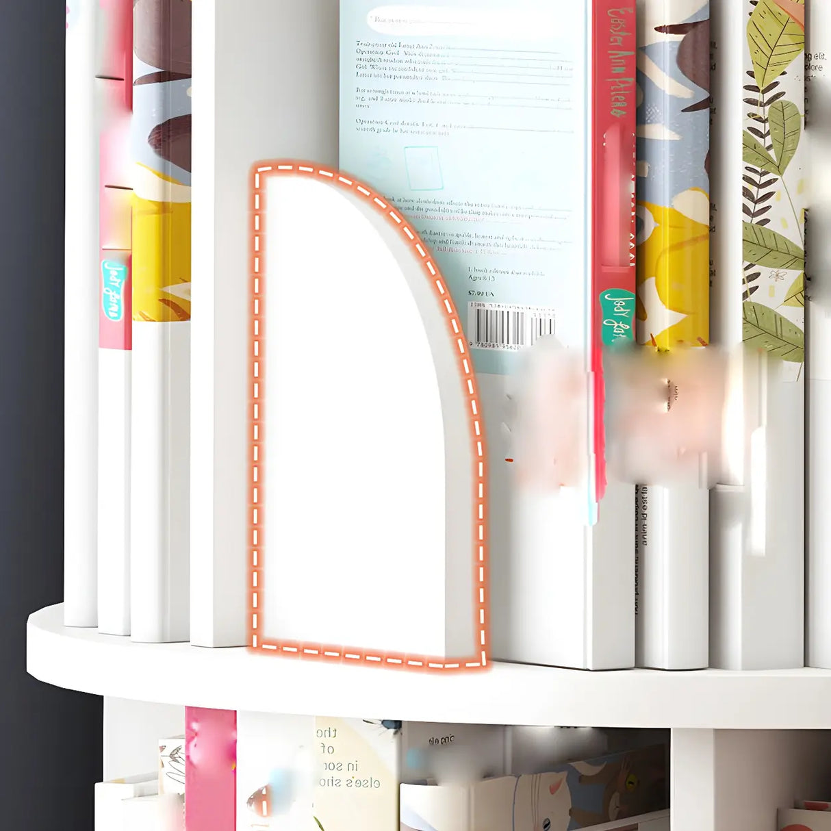 Geometric Open Storage Wood Rotating Round Bookshelf Image - 16