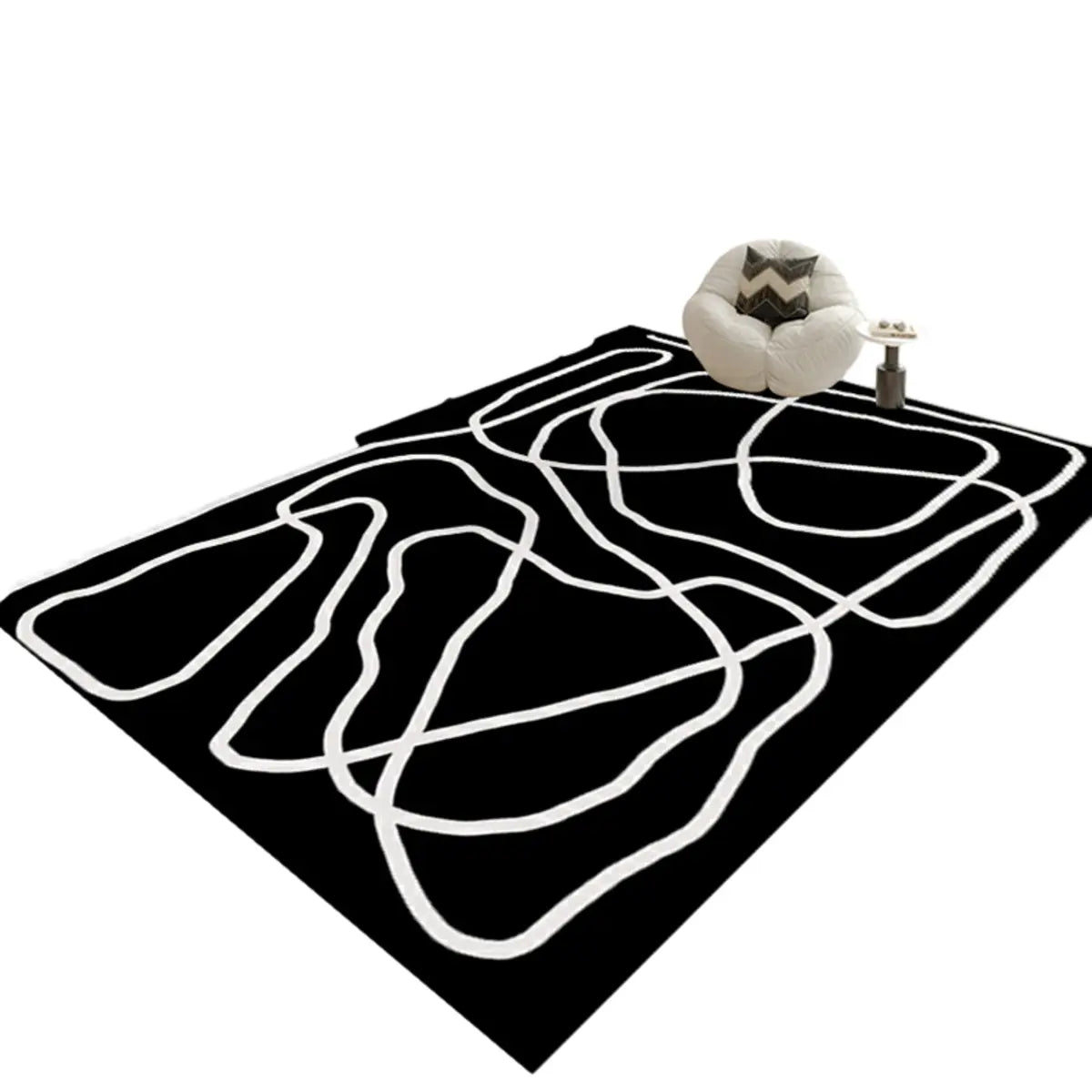 Geometric Pattern Polyester Gray Anti-Slip Area Rug Image - 10
