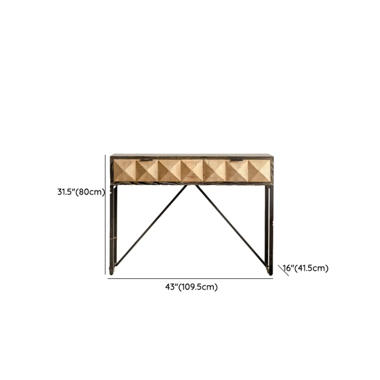 Geometric Wood Black Console Table with Storage Drawers Image - 12