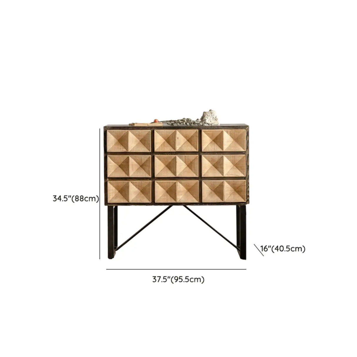 Geometric Wood Black Console Table with Storage Drawers Image - 13